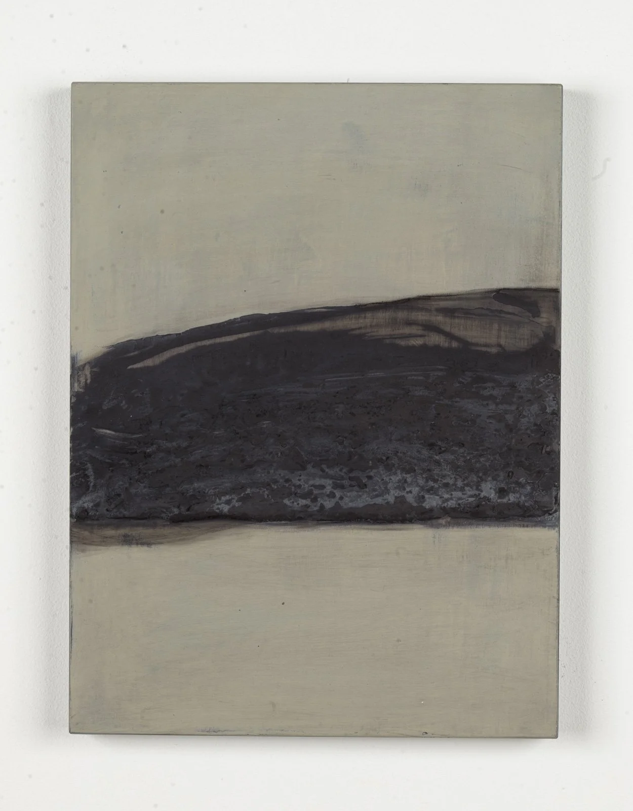 Minimalist abstract painting by Ekaterina Galera, combining charcoal, natural pigments and mineral textures with a neutral palette and a focus on material, form and space.