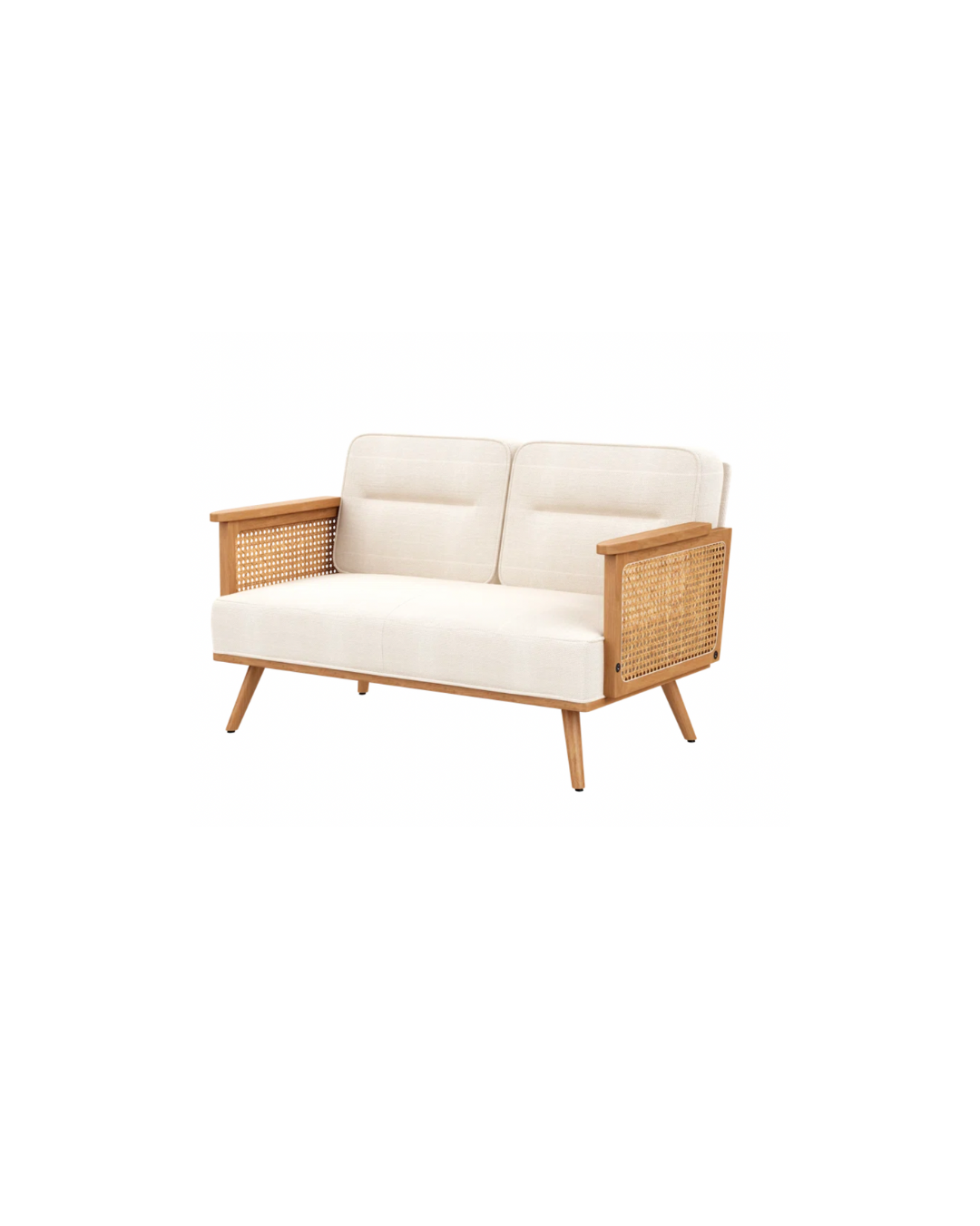 White & Rattan Loveseat