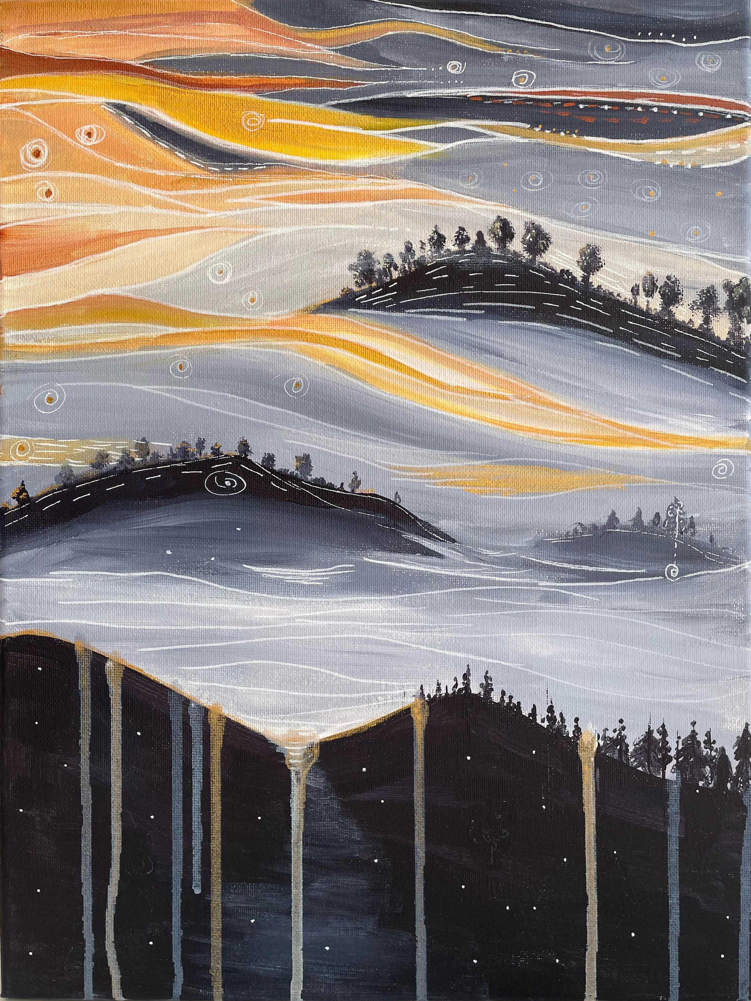 Flowing sun
Acrylics on canvas
30x40 cm