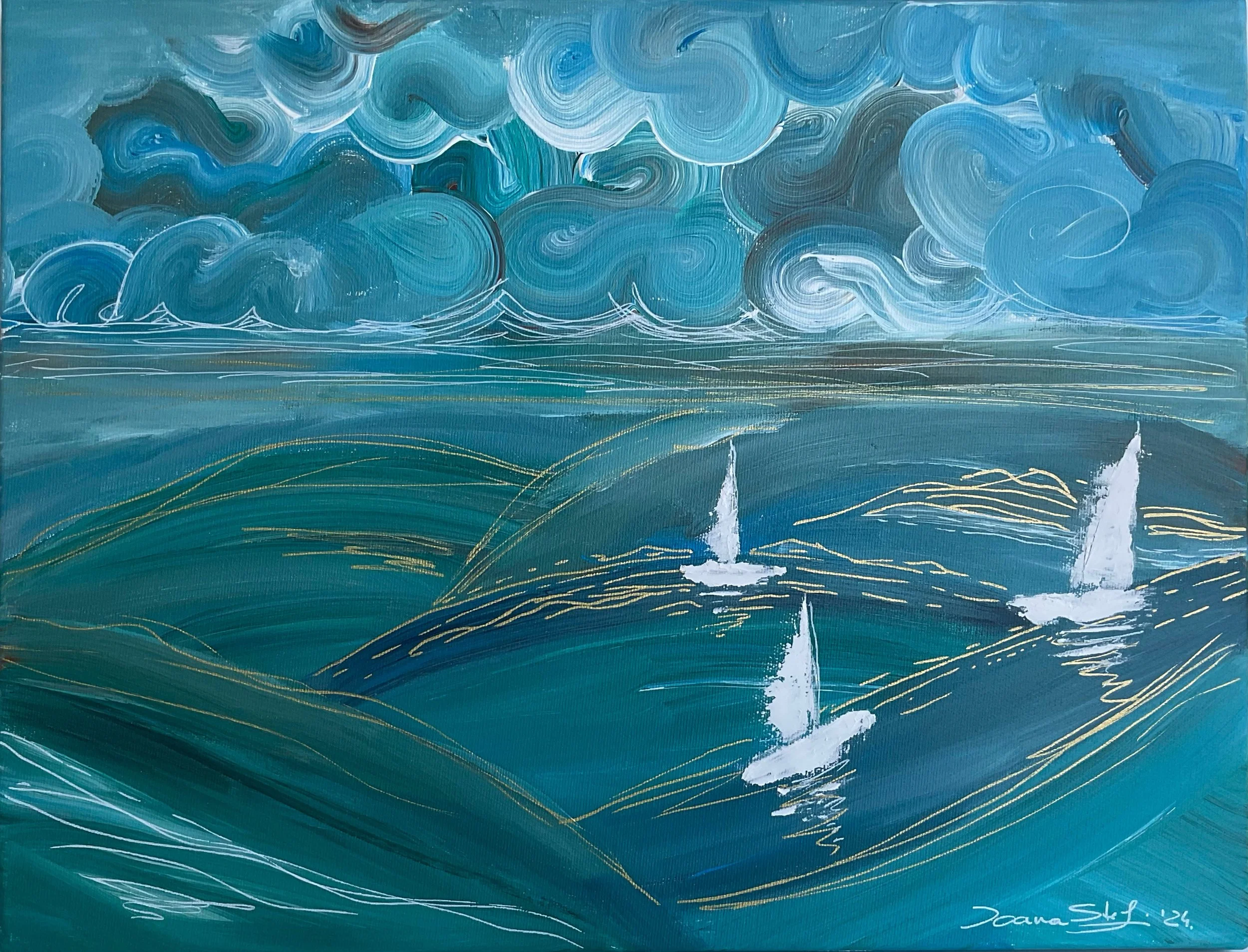Sailing III
Acrylics on canvas 
450x40 cm