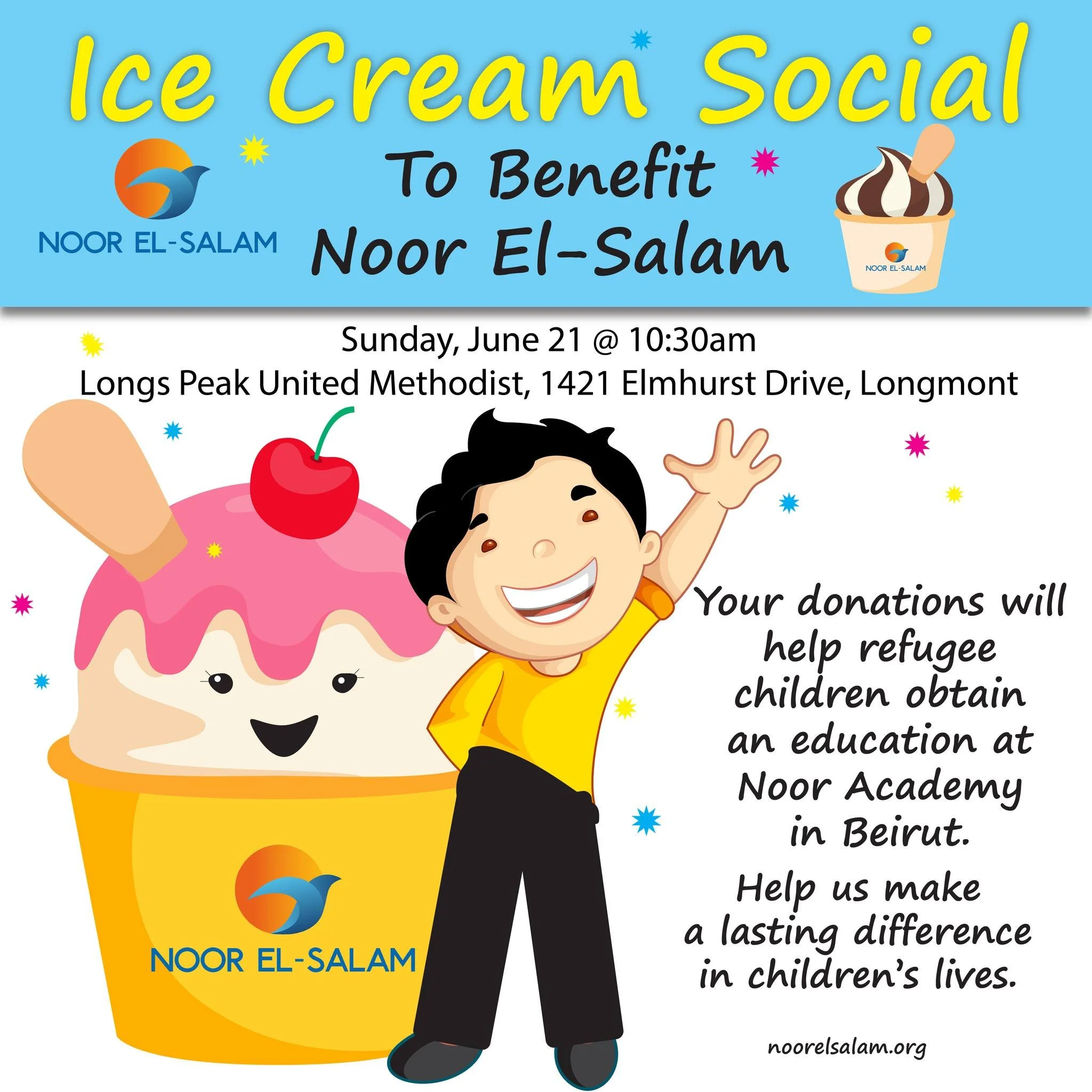 Who doesn't like ice cream?  Everyone welcome!  #noorelsalam #studentsarethebestpart #lpumc #FathersDay2026