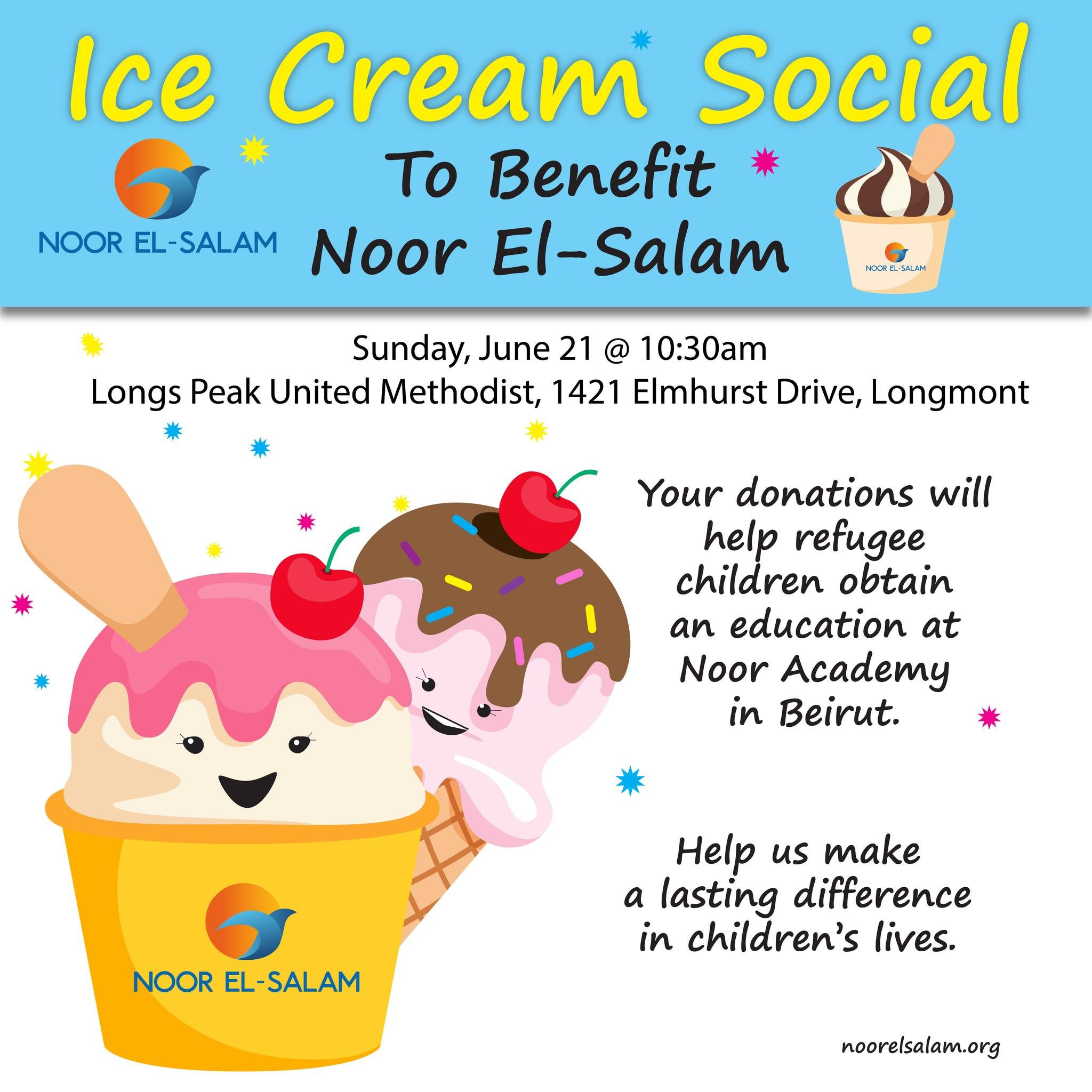 Double-dippers and sprinkles galore!  Join us at the party on Dad's Day and support Noor Academy!  #loveteachers #schoolforrefugees #lebanon #noorelsalam