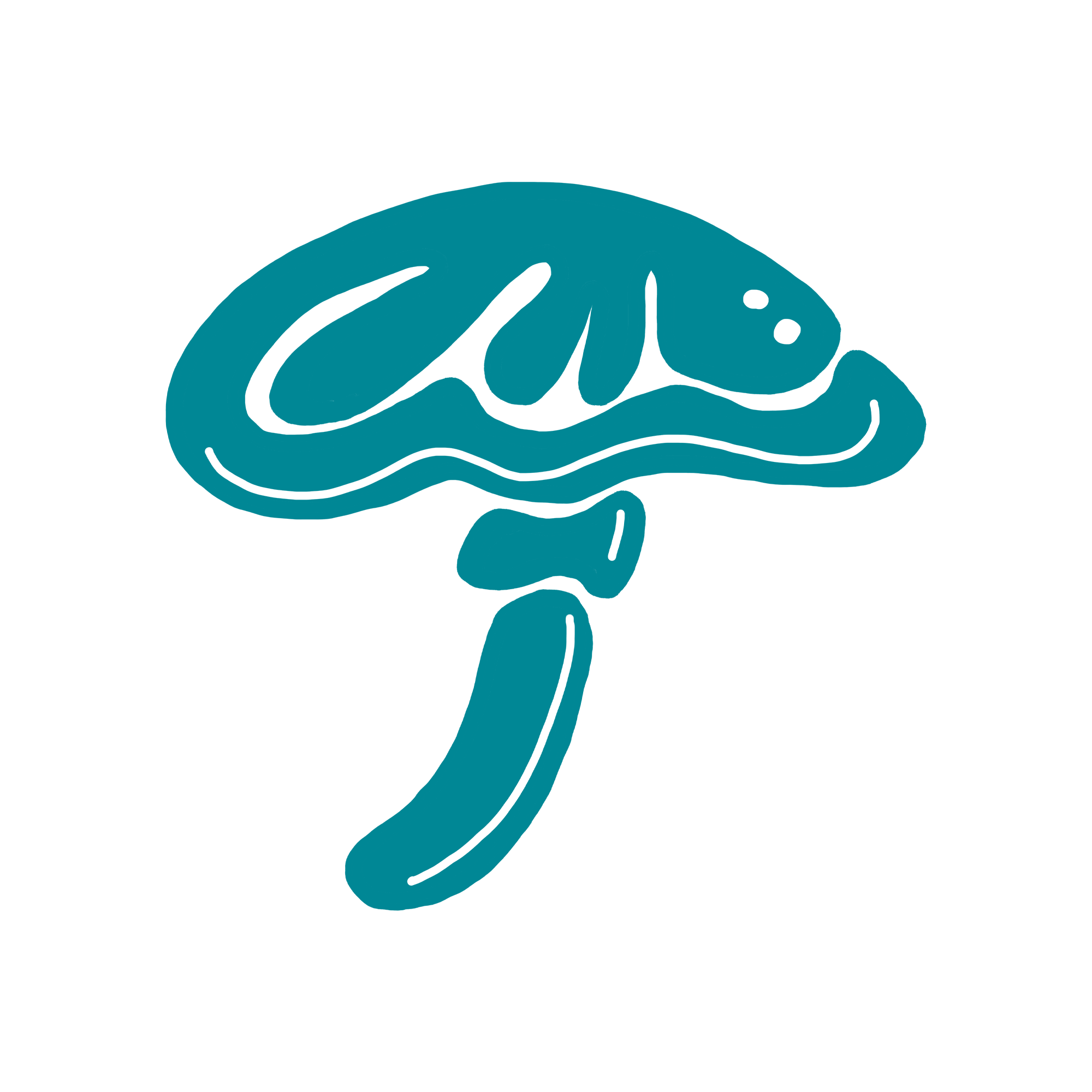 Abstract mushroom illustration in teal