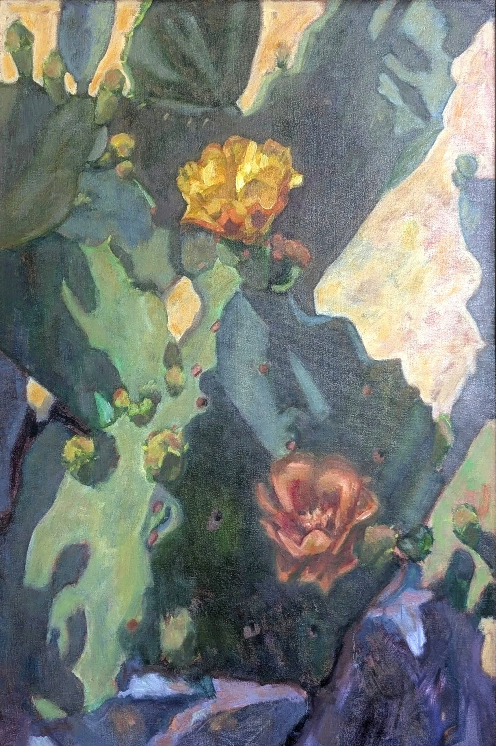 Cactus Blooms 36" x 24" Oil on Canvas