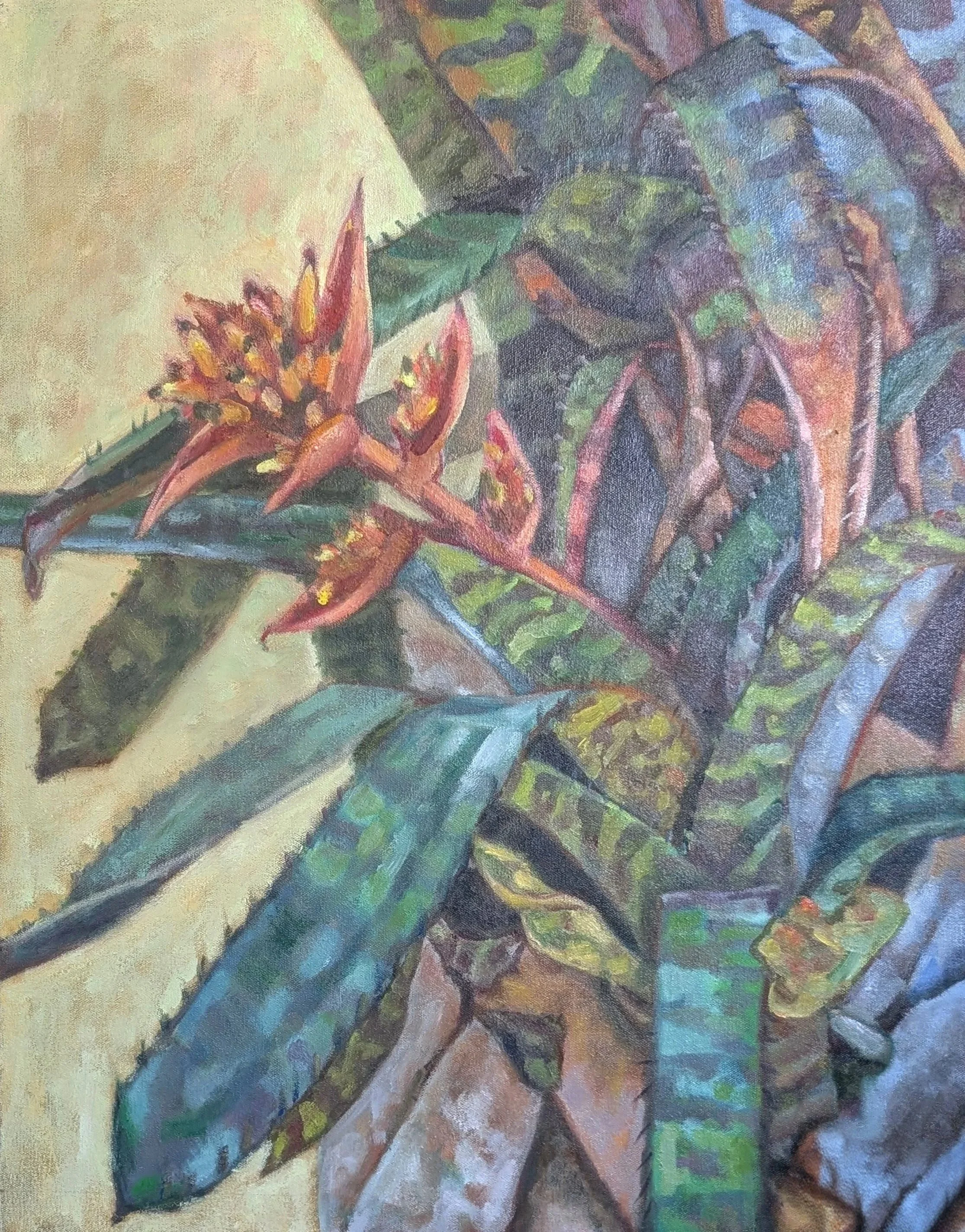 Attached Bromeliad 30 " x 24" Oil on Canvas