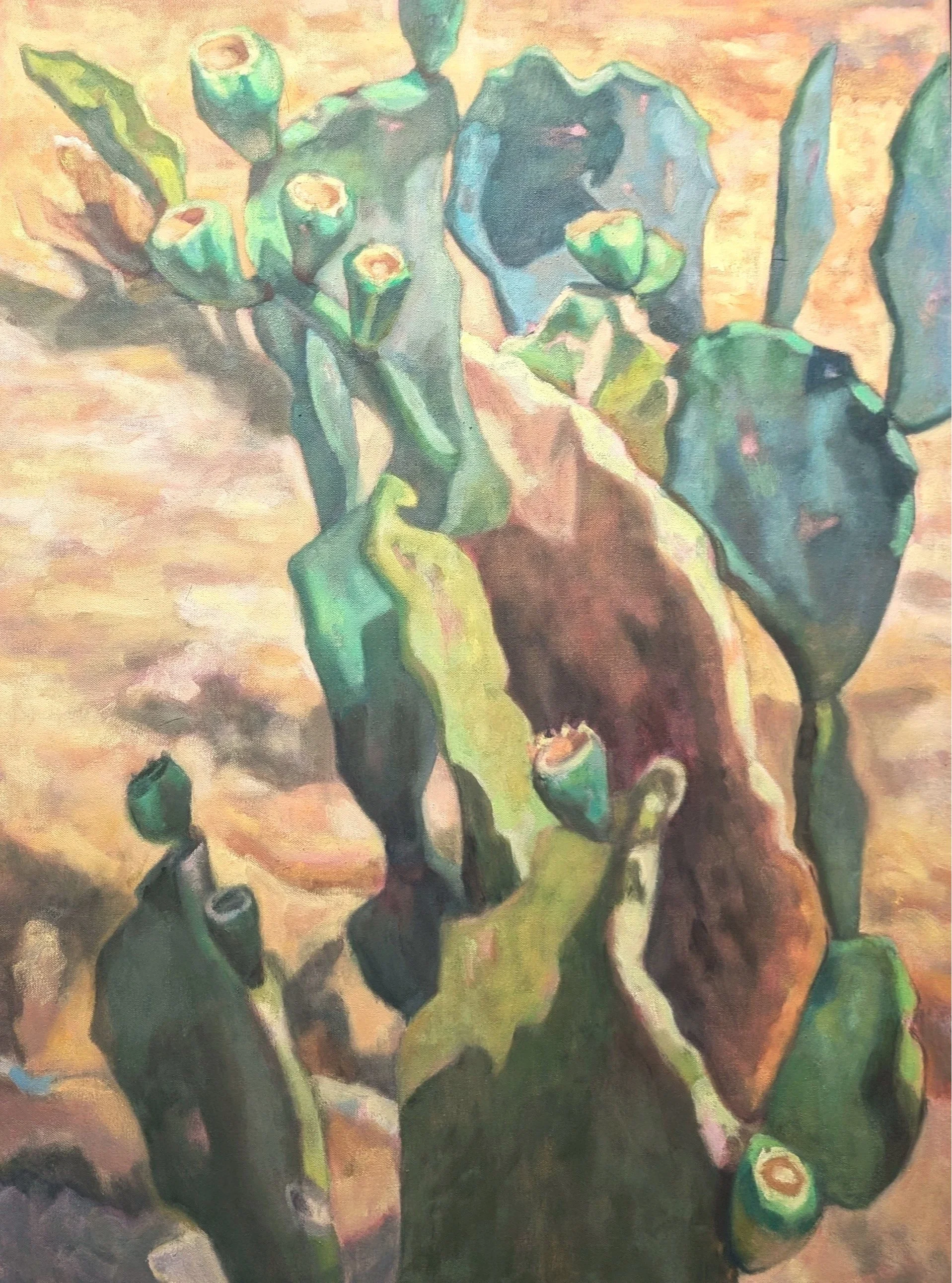Cactus Swirl. 40" x 30". Oil on Canvas.