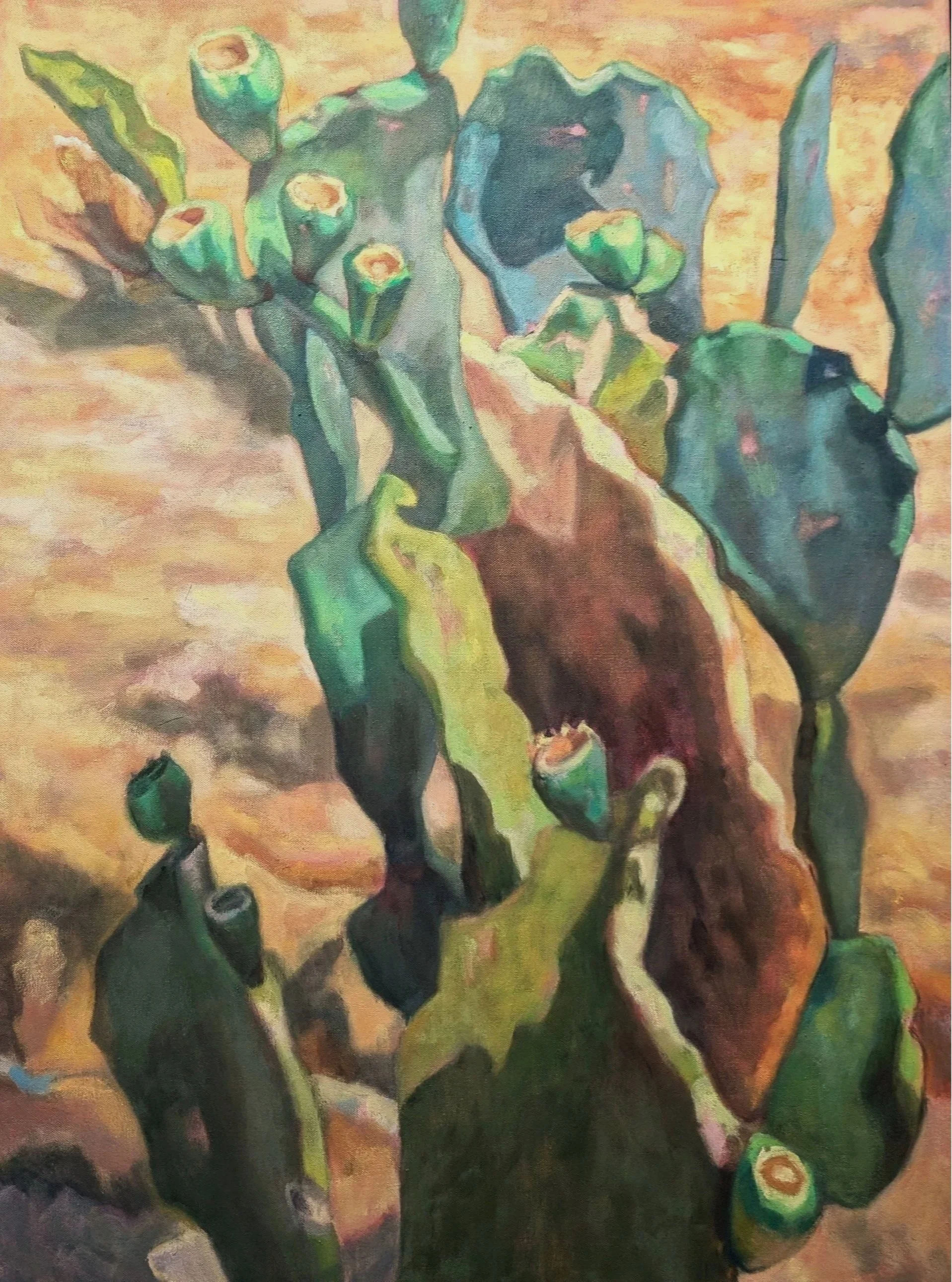 Cactus Swirl. 40" x 30". Oil on Canvas.