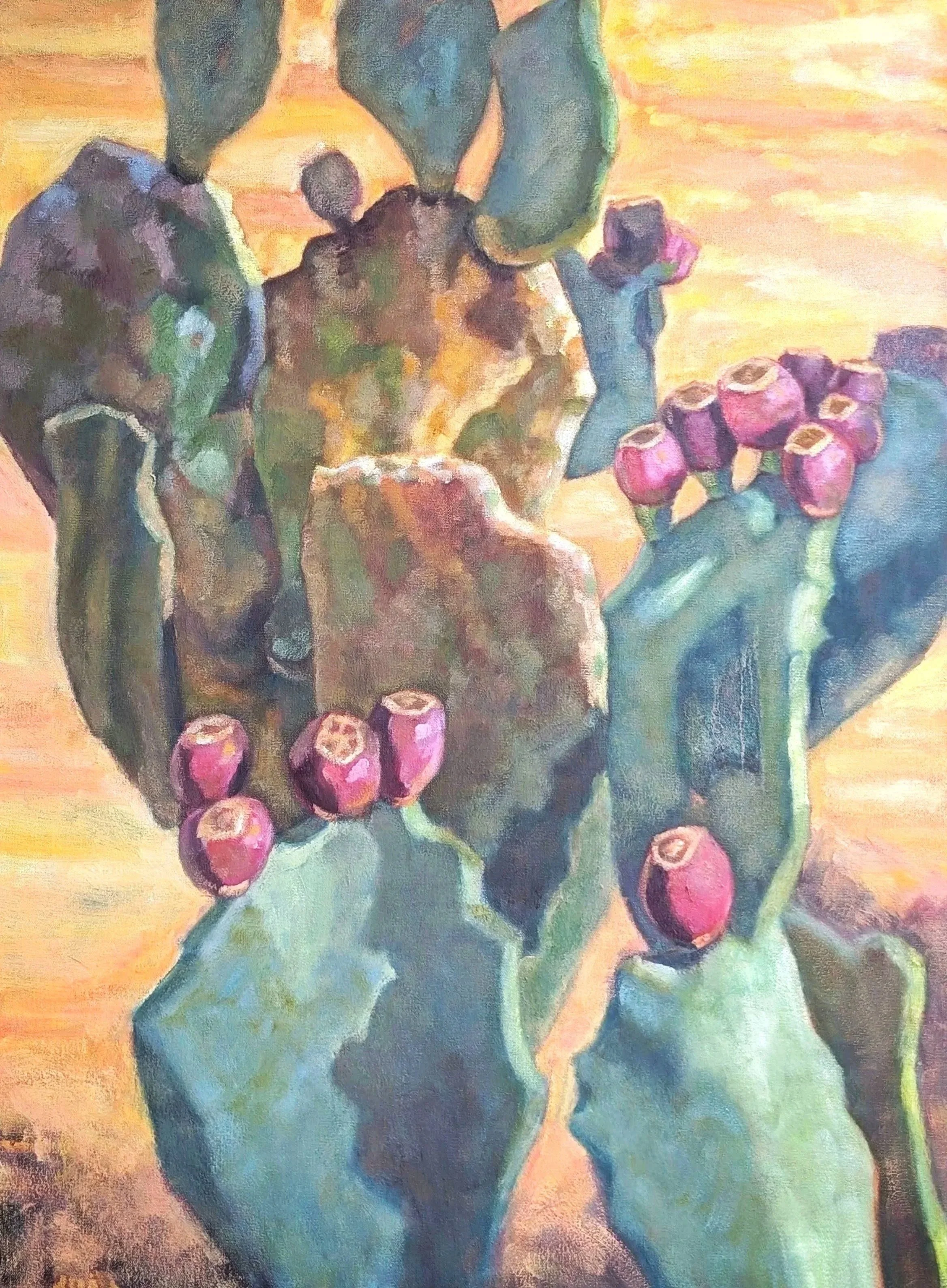 Cactus Fruits 40" x 30"   OIl on Canvas