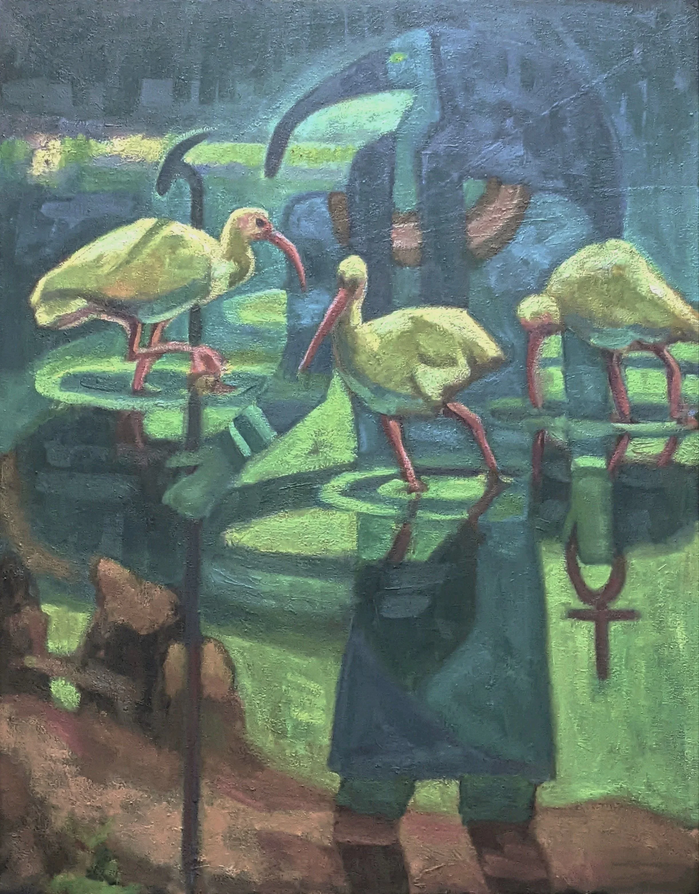 Thoth with 3 Ibis 24" x 18"