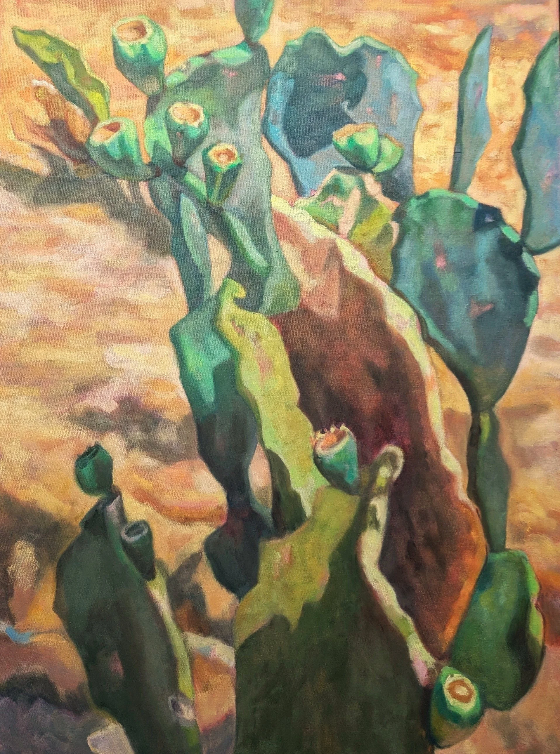 Cactus Swirl. 40" x 30". Oil on Canvas.