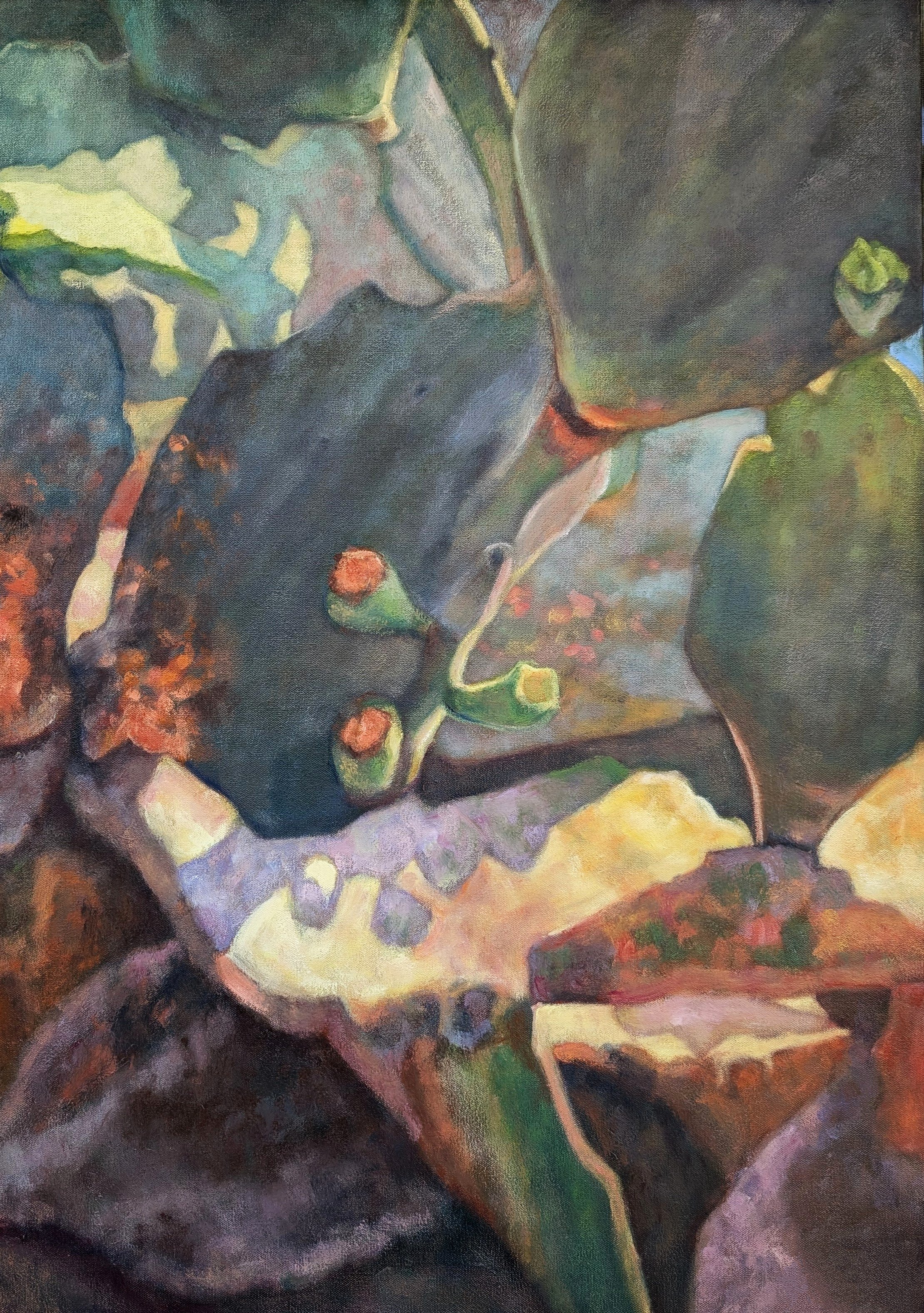 Cactus Swirl. 40" x 30". Oil on Canvas.