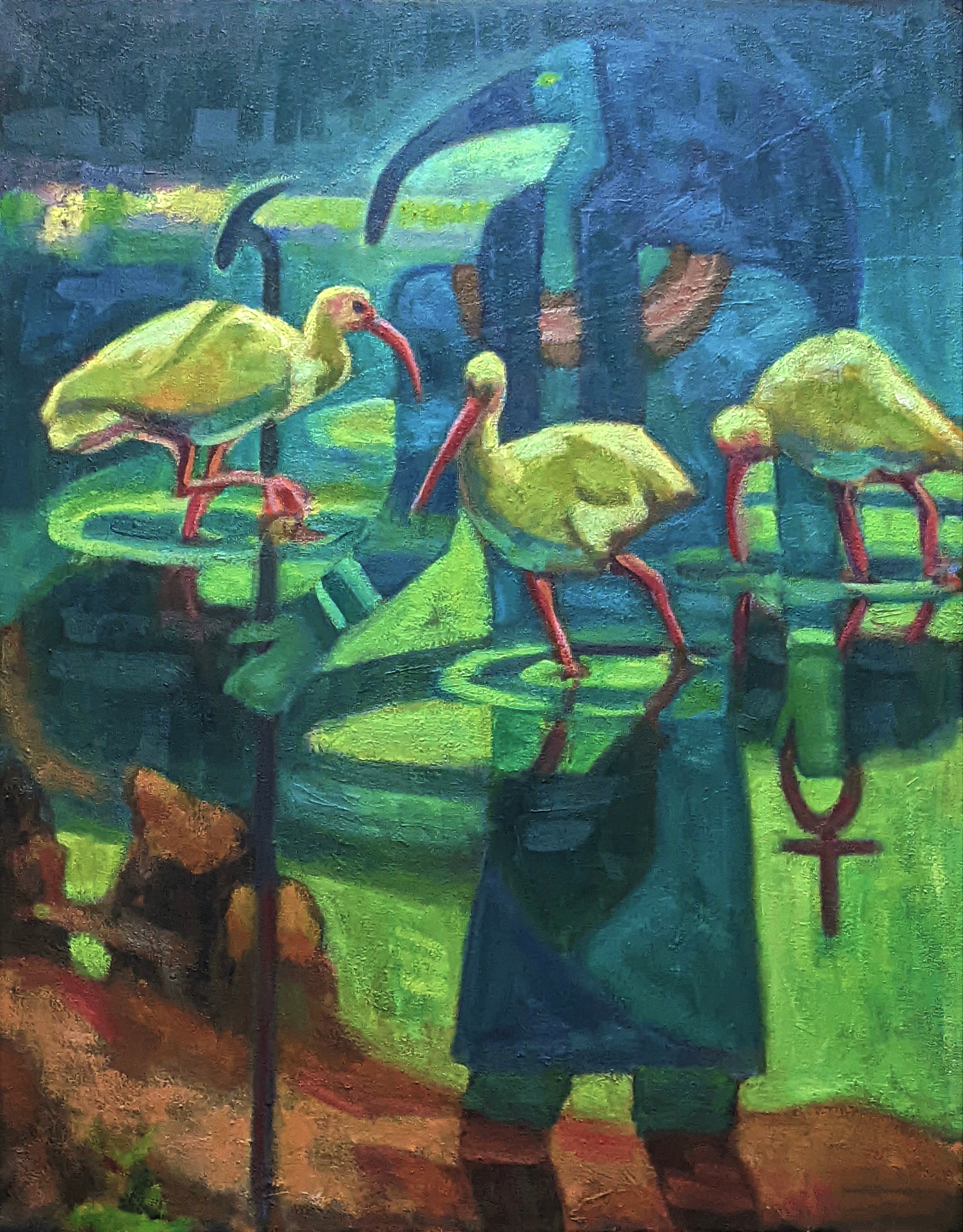 Thoth with 3 Ibis 24" x 18"