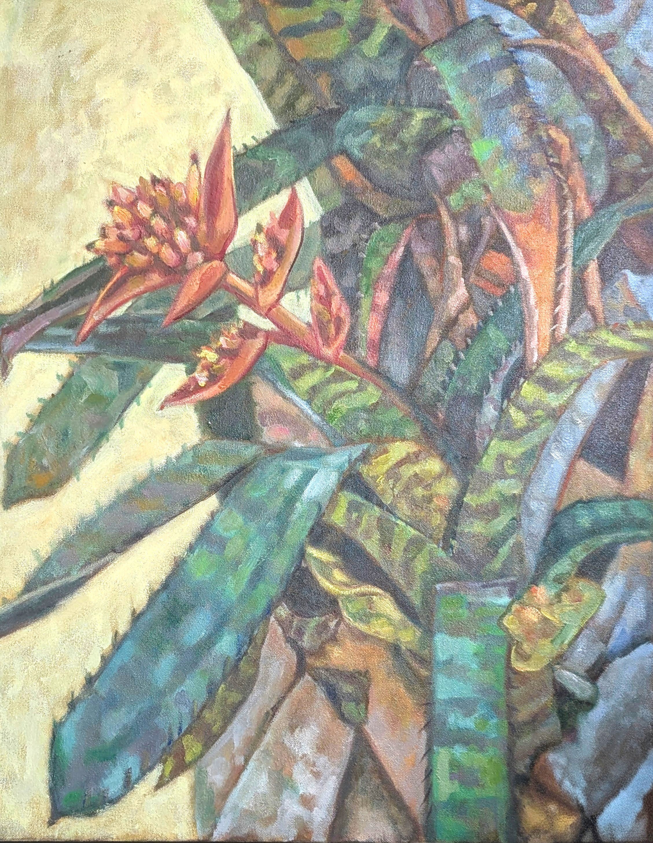 Attached Bromeliad 30" x 24"  Oil on Canvas