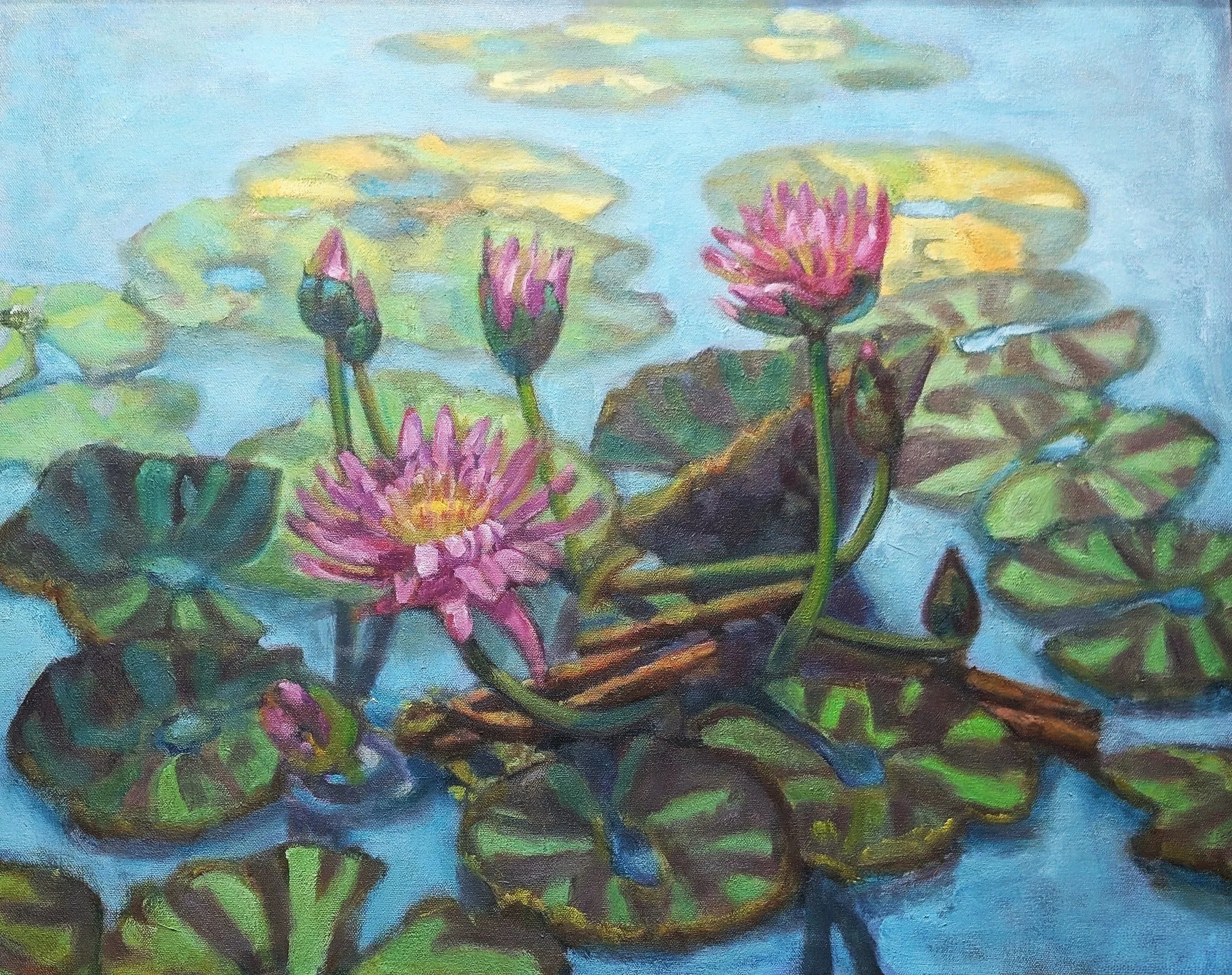 Lotus Blossoms 24" x 30" OIl on Canvas