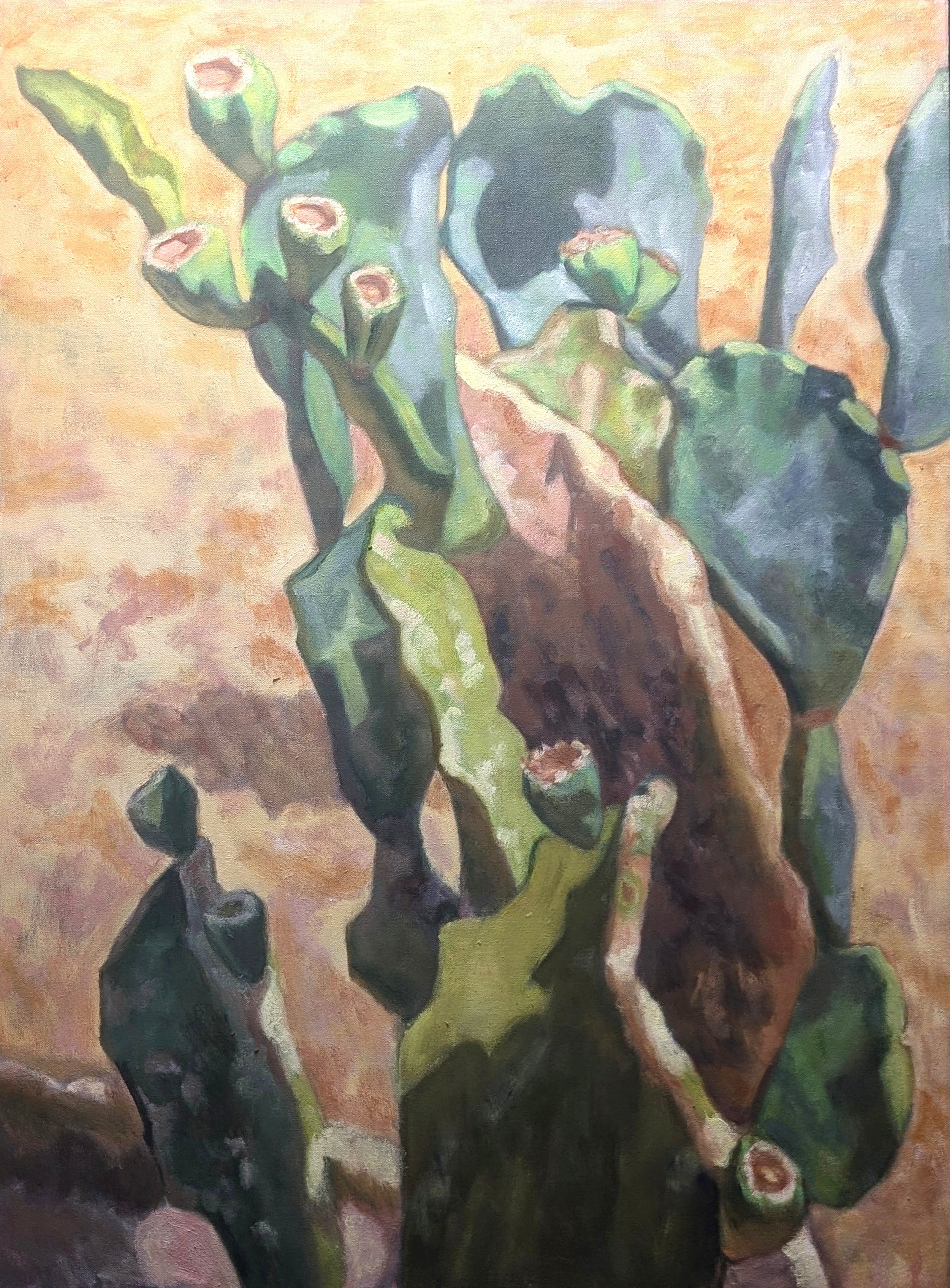 Cactus Swirl. 40" x 30"  Oil on Canvas