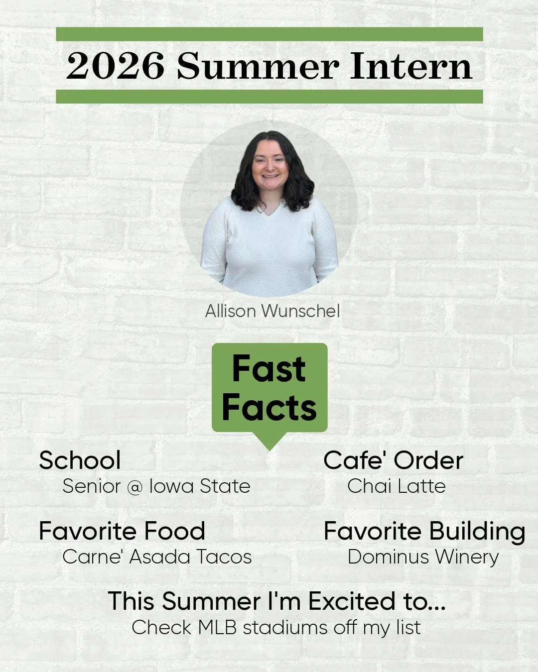 We&rsquo;re excited to welcome Allison Wunschel to Studio GWA as our Summer Intern!

Allison is currently studying Architecture at Iowa State University and has already hit the ground running. This summer, she&rsquo;ll be supporting our team on a wid