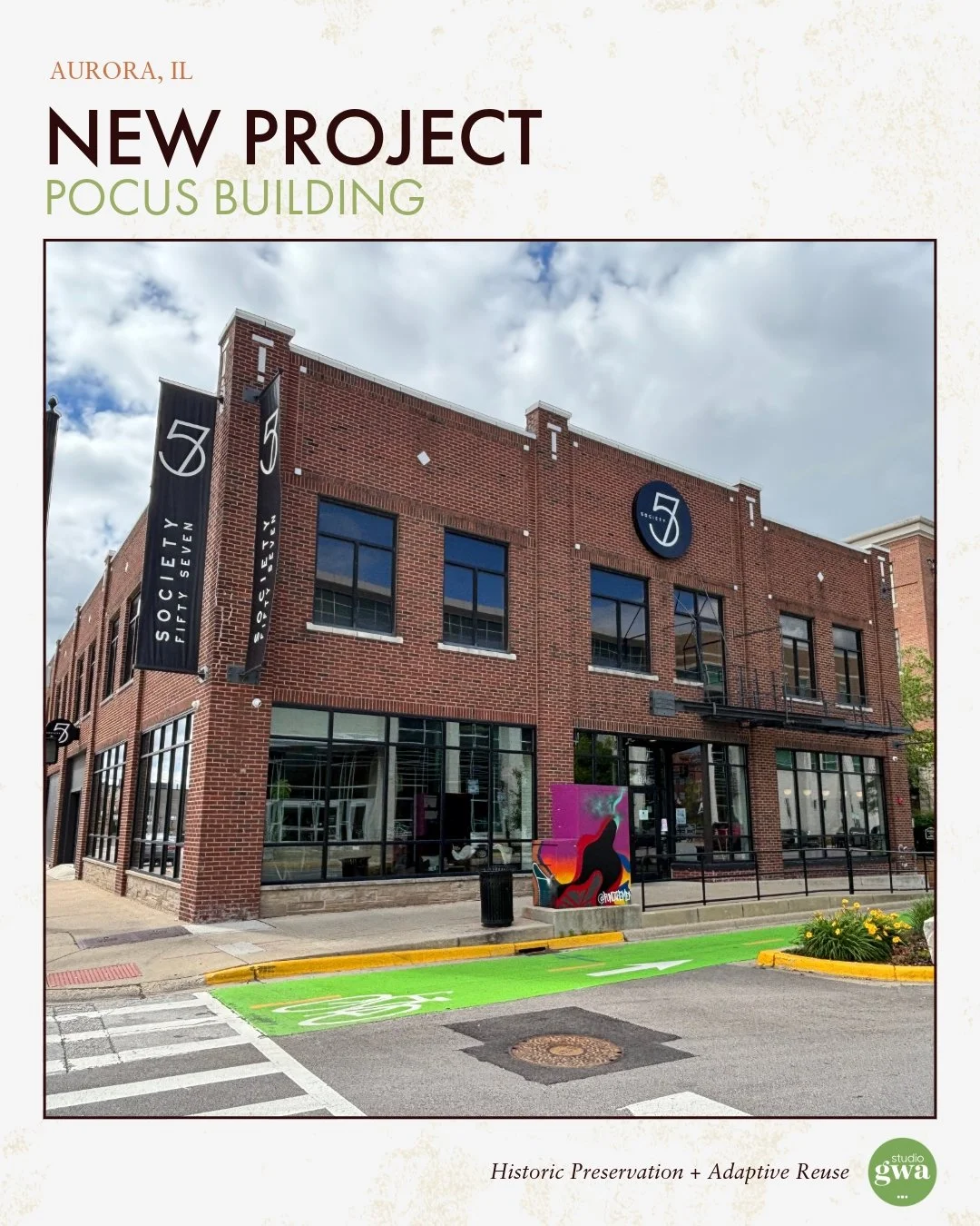 One of the things we love about old buildings is that they are built for more than one life.

Take the Pocus Building at 100 South River Street in Aurora, Illinois. For decades, the building was home to Pocus Motor Sales, where Packards, Studebakers,