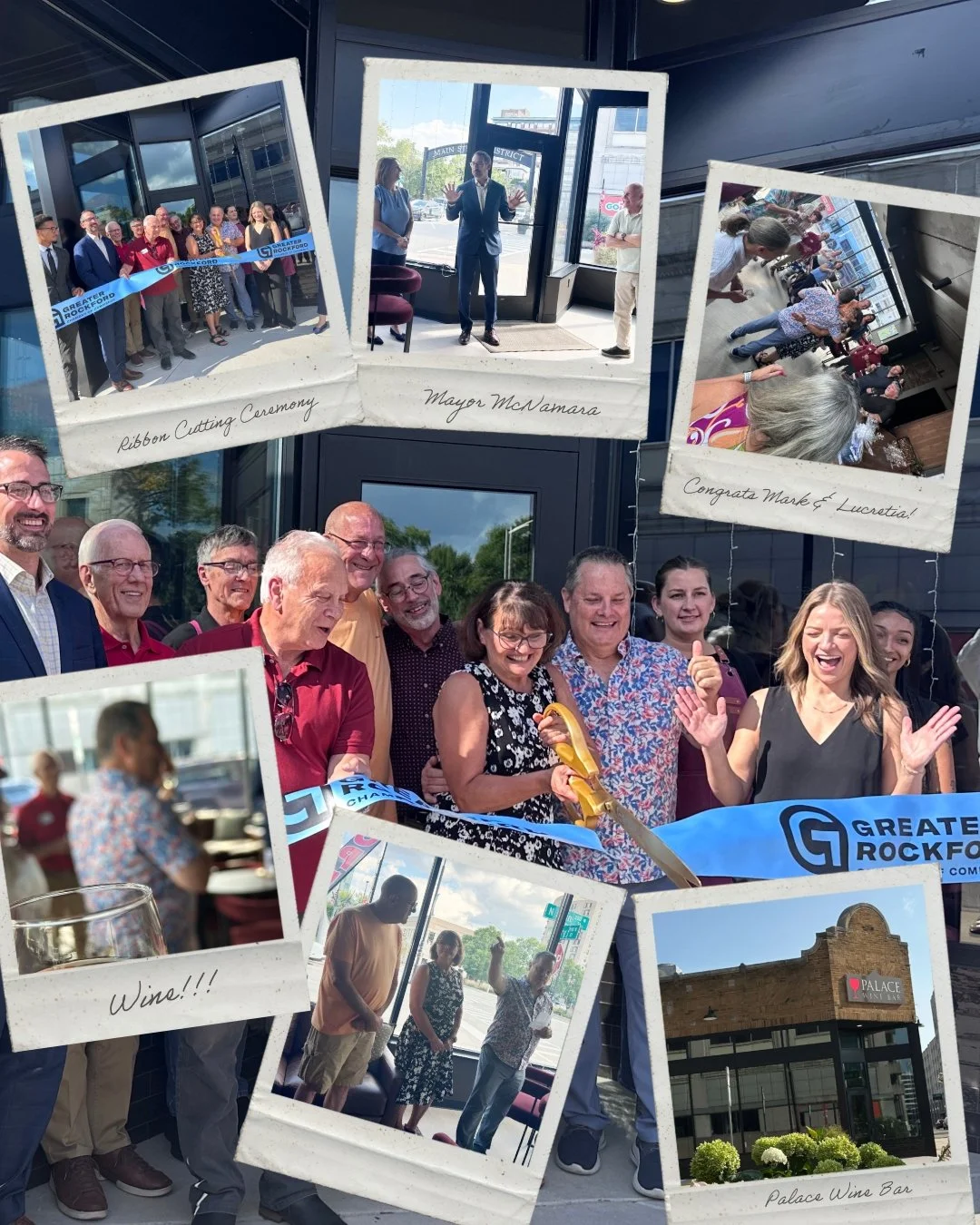 Cheers to Mark and Lucretia on the opening of @palacewinebar! 

Their vision, passion, and perseverance have transformed a historic space into a vibrant new destination for gathering, conversation, and community in downtown Rockford.

We're honored t