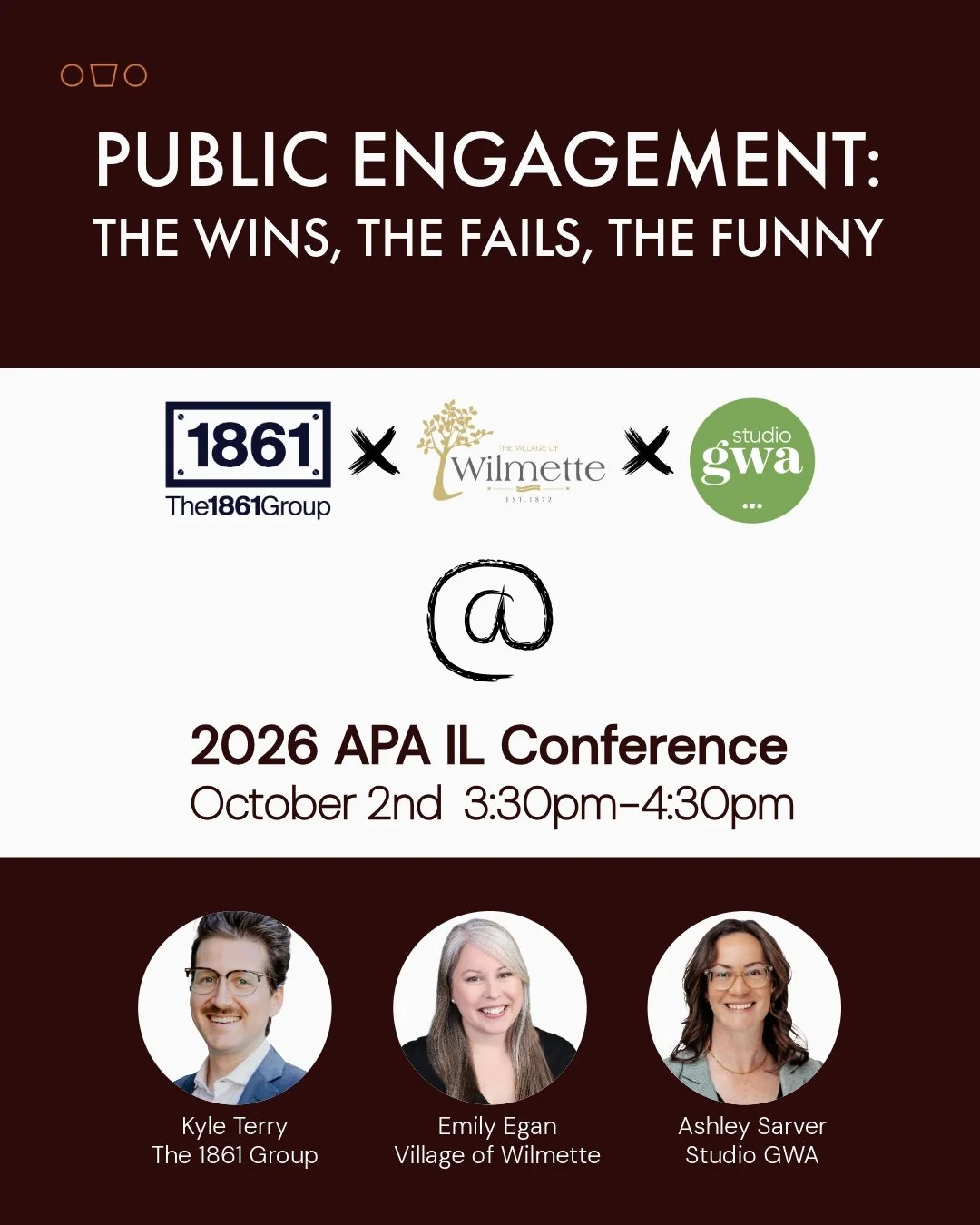 This Friday, Ashley Sarver will join Kyle Terry of The 1861 Group and Emily Egan of the Village of Wilmette at the APA Illinois Conference for a conversation on one of the most important and unpredictable parts of planning: public engagement.

What h