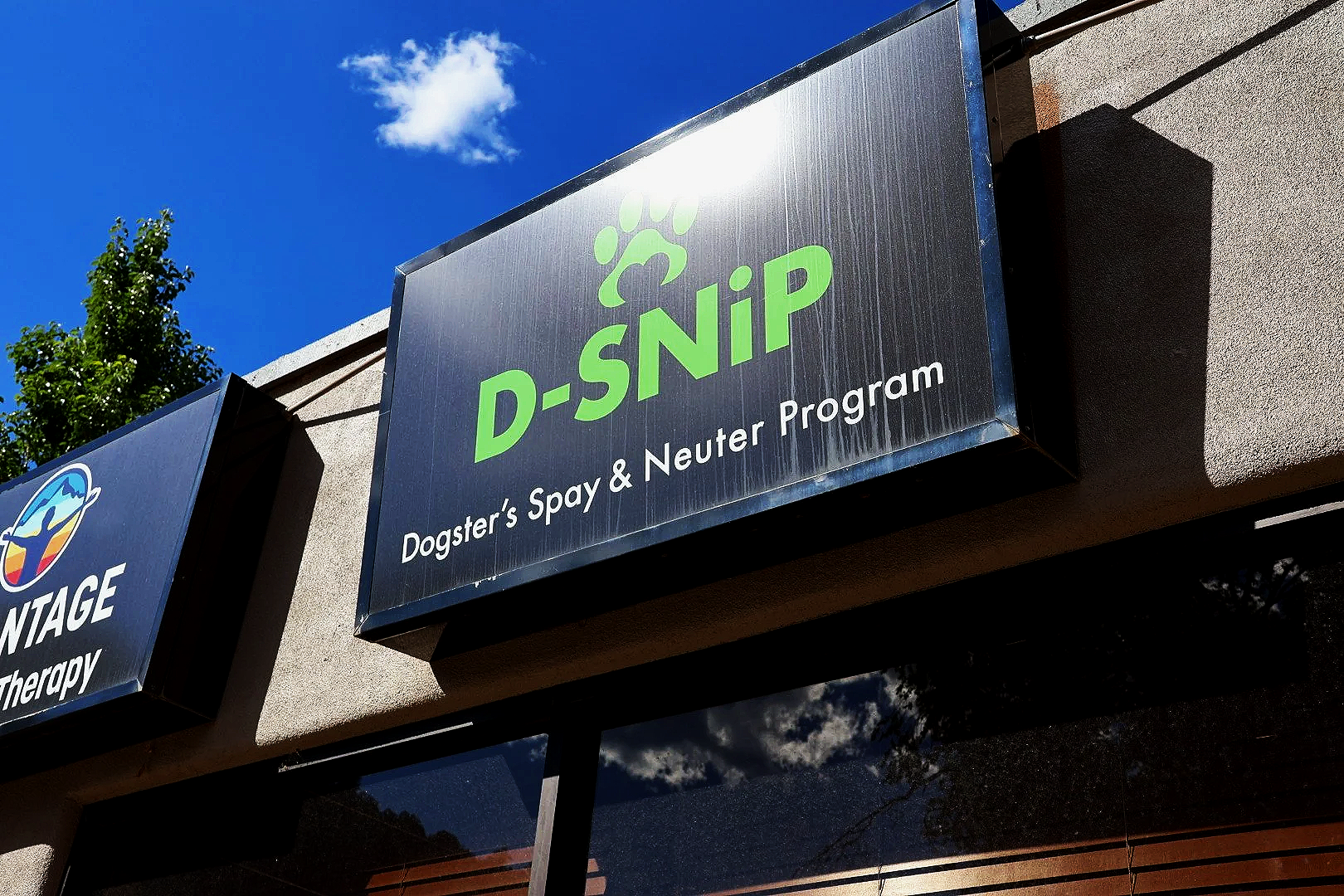 Exterior sign of D-SNiP Dogster's Spay and Neuter Program