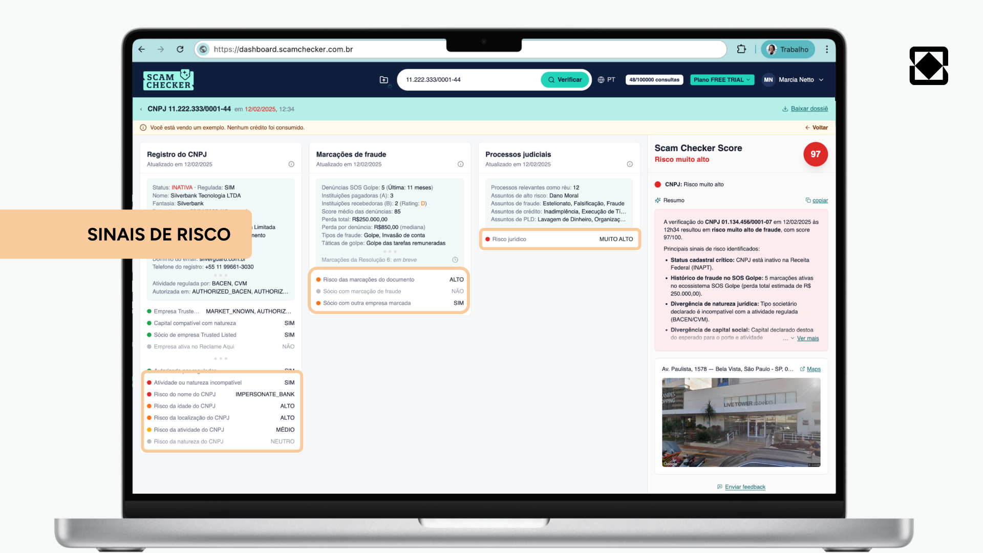 Scam Checker — CNPJ sinais de risco