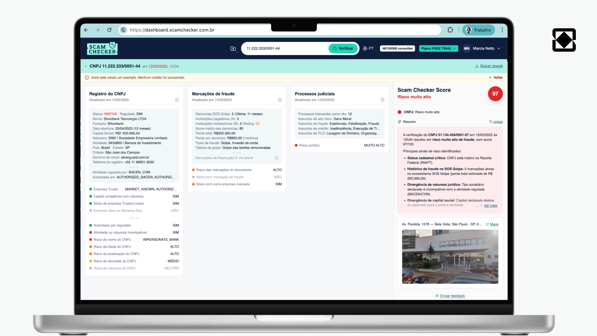 Scam Checker — CNPJ visão geral