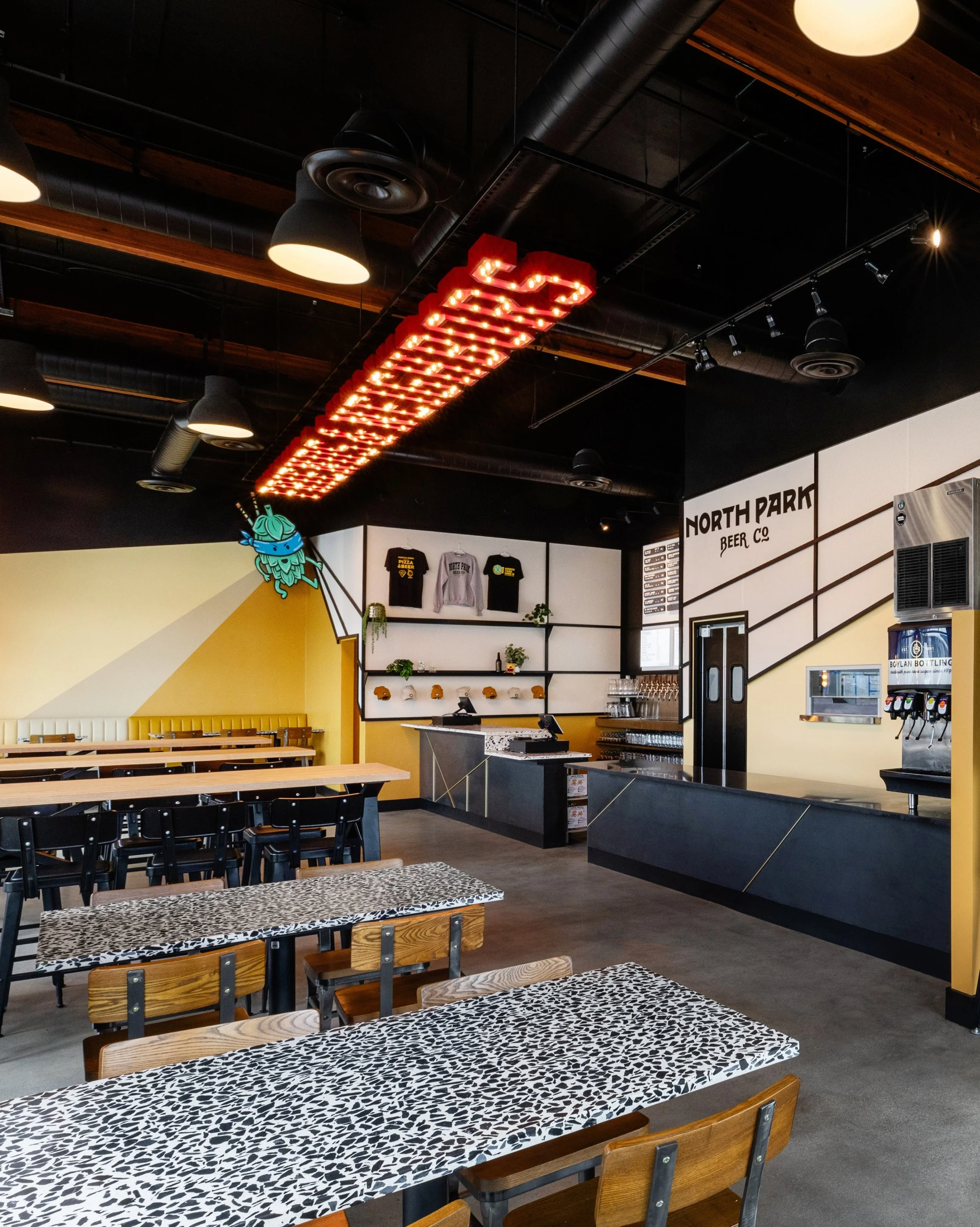 Summer days, beach, and an easy stop after-pizza and a beer.

A quick look at our work inside North Park Beer Co, a space inspired by comic book language and bold graphic energy. 

We used punchy typography, graphic forms, and a few nods to classic c