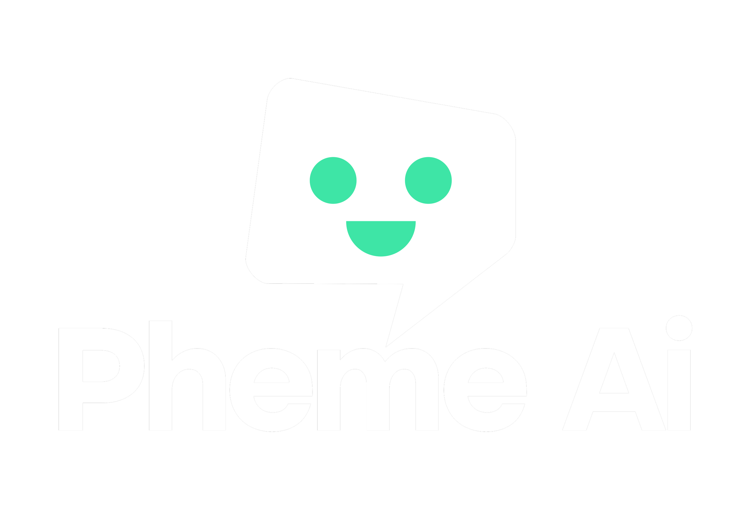 Pheme AI logo with a smiling speech bubble icon and text on black background.