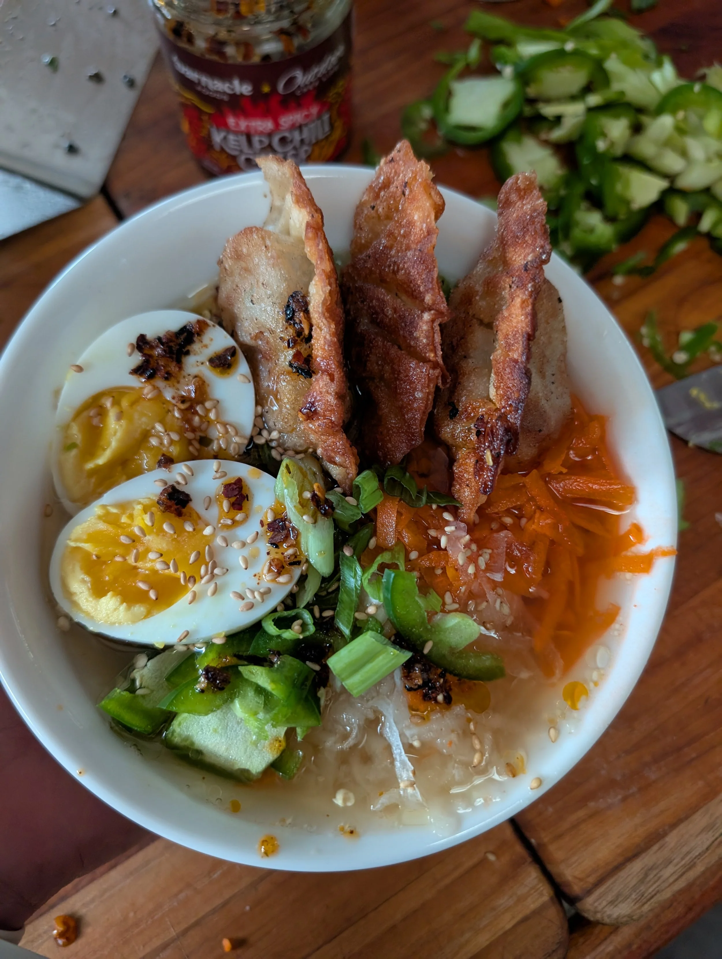 Ramen with pork dumplings