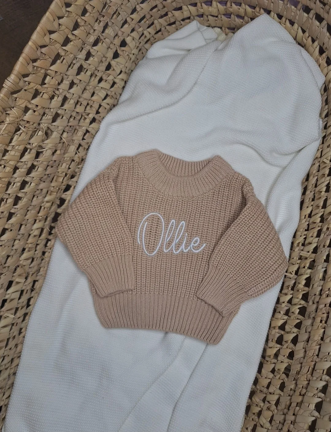 Machine embroidered name jumper
