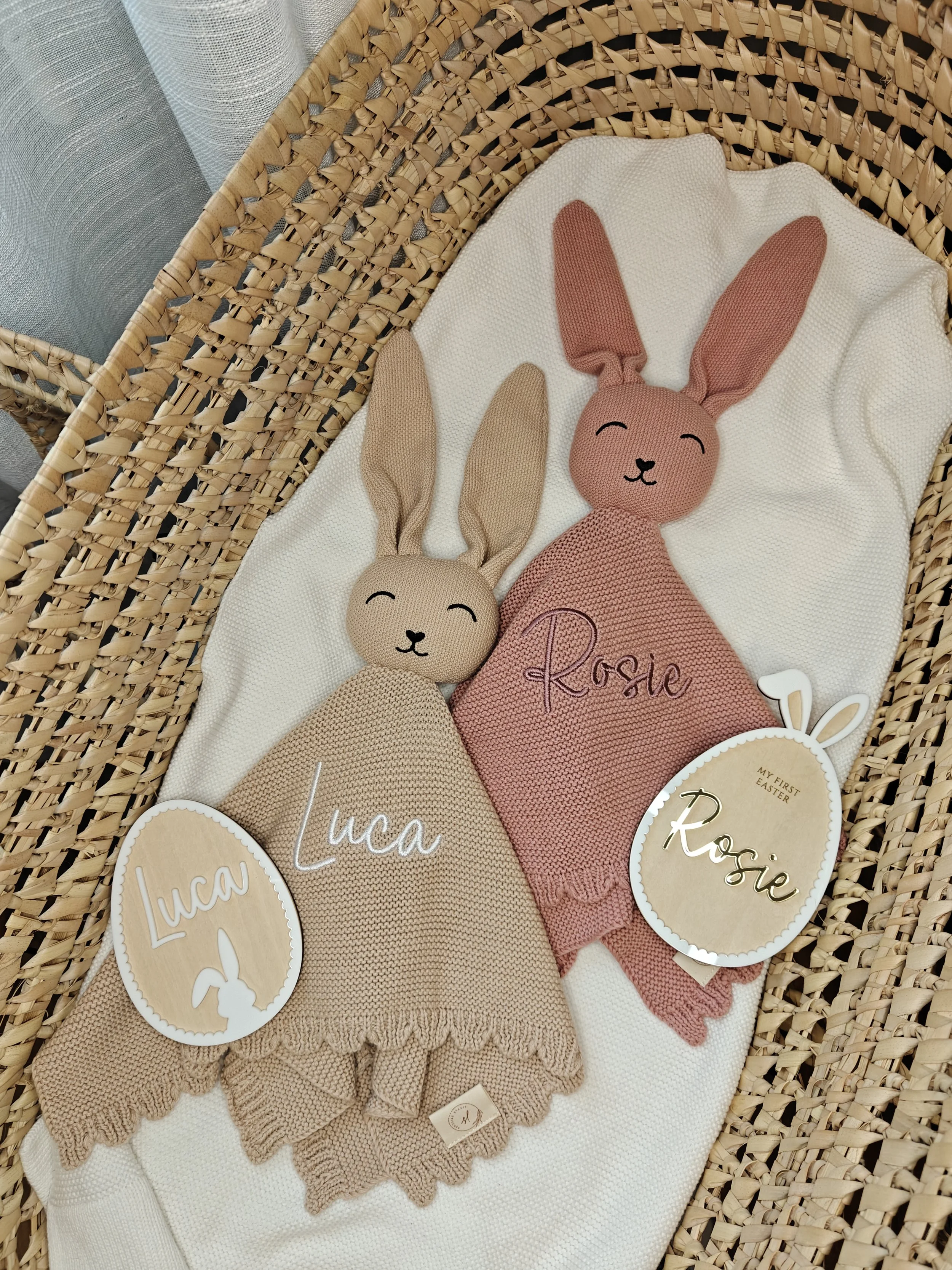 Easter bunny conforter  and plaque