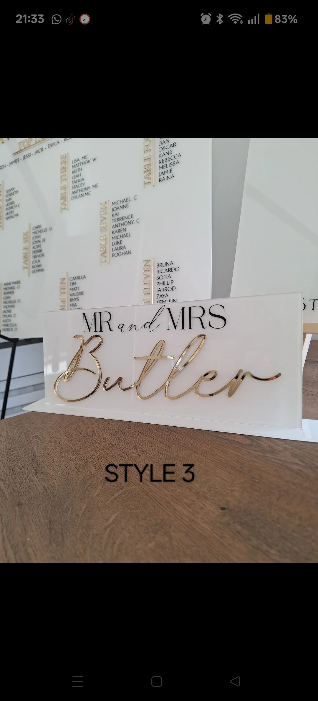 Top table sign