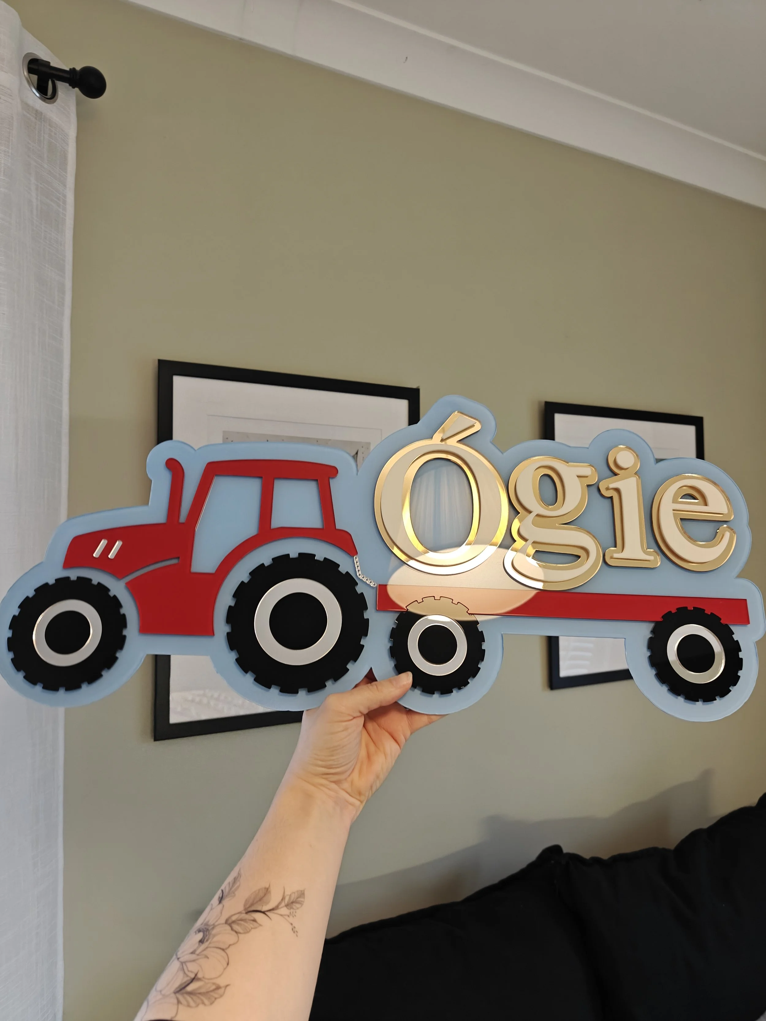Tractor name sign