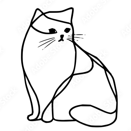 Line drawing of a cat looking to the right.