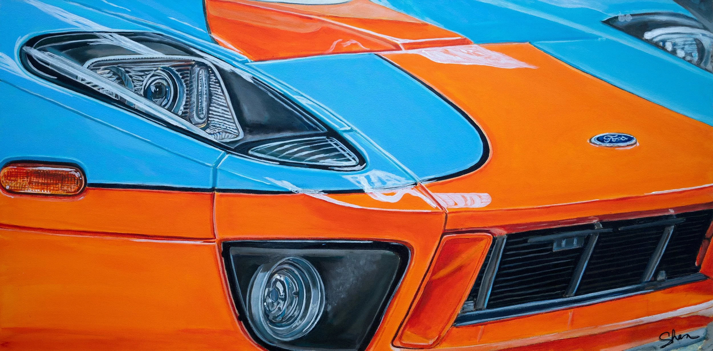 Fannin_Shannon_Officer, I can explain (2006 Ford GT Heritage Edition)_24x48_acrylic on canvas_2026_6912.jpg