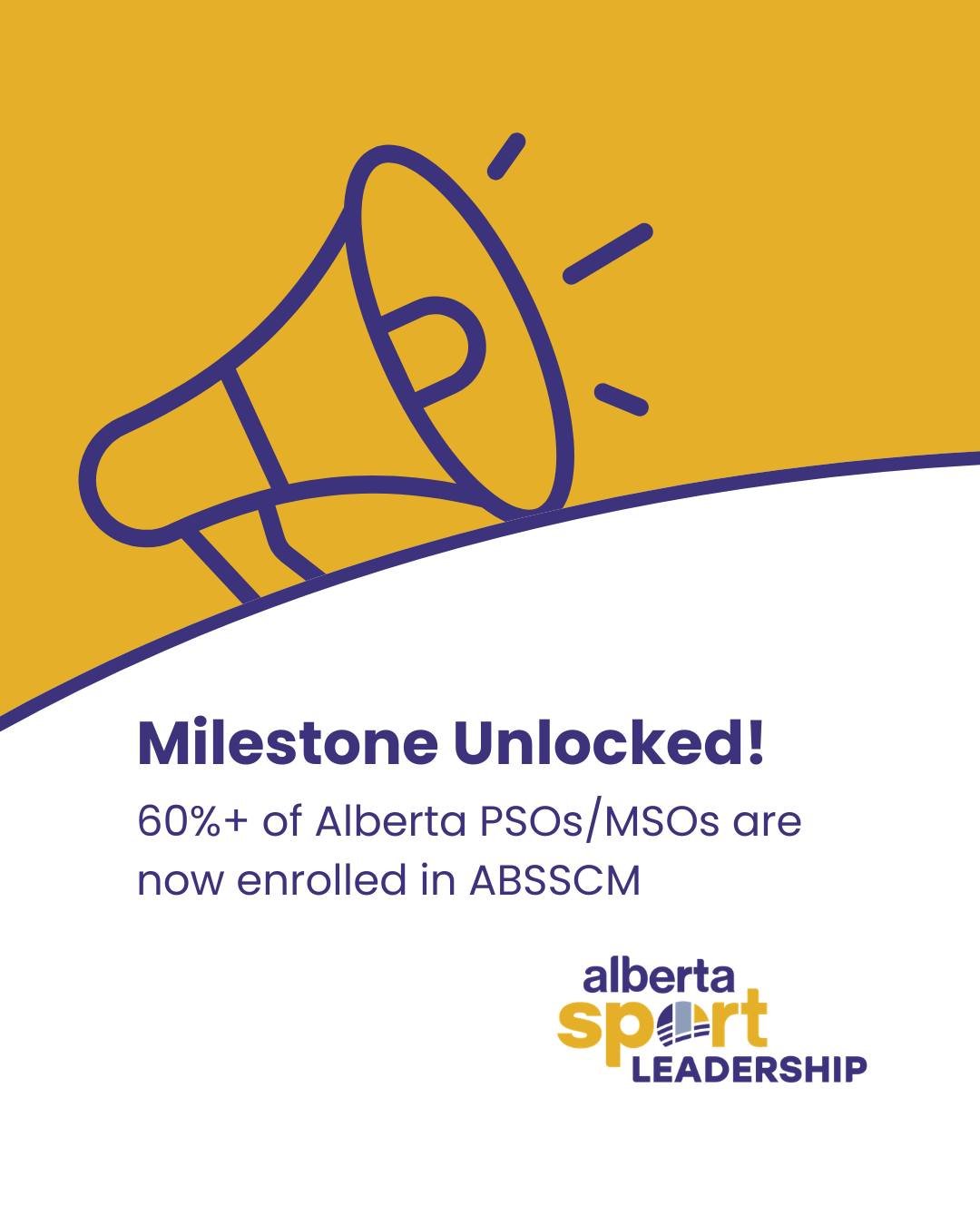 🎉 Milestone unlocked: Over 60% of Alberta&rsquo;s PSOs and MSOs are now signed on to the Alberta Safe Sport Complaint Mechanism (ABSSCM).