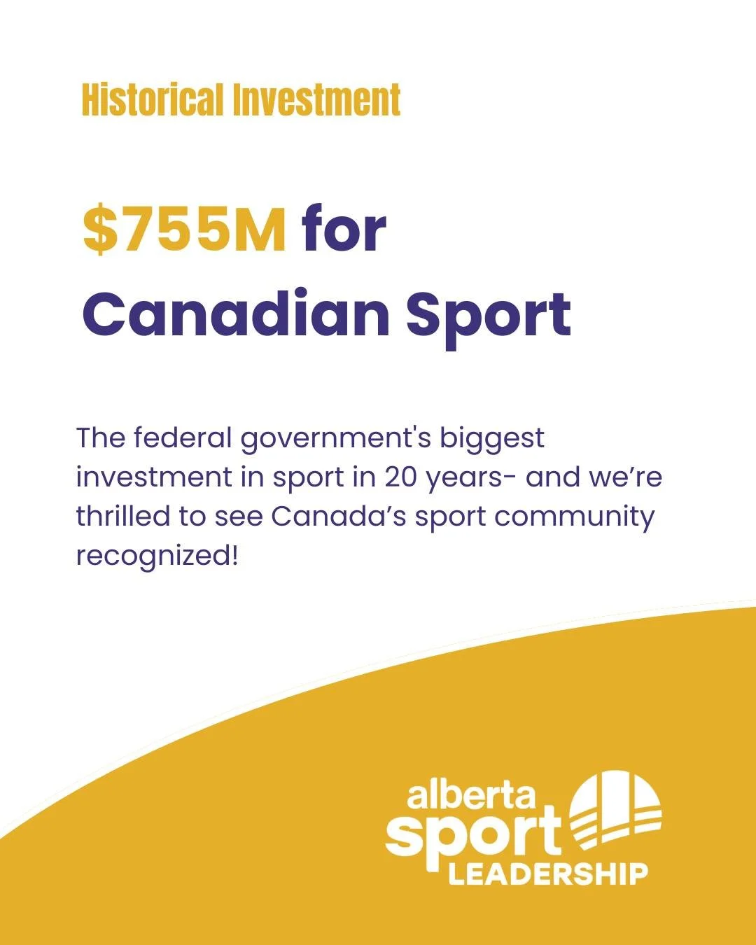 🏆 Big news for sport in Canada &mdash; and we are HERE for it.

The federal government just announced $755 million in sport funding as part of the Spring Economic Update. Described as the most significant investment in Canada's sport system in 20 ye