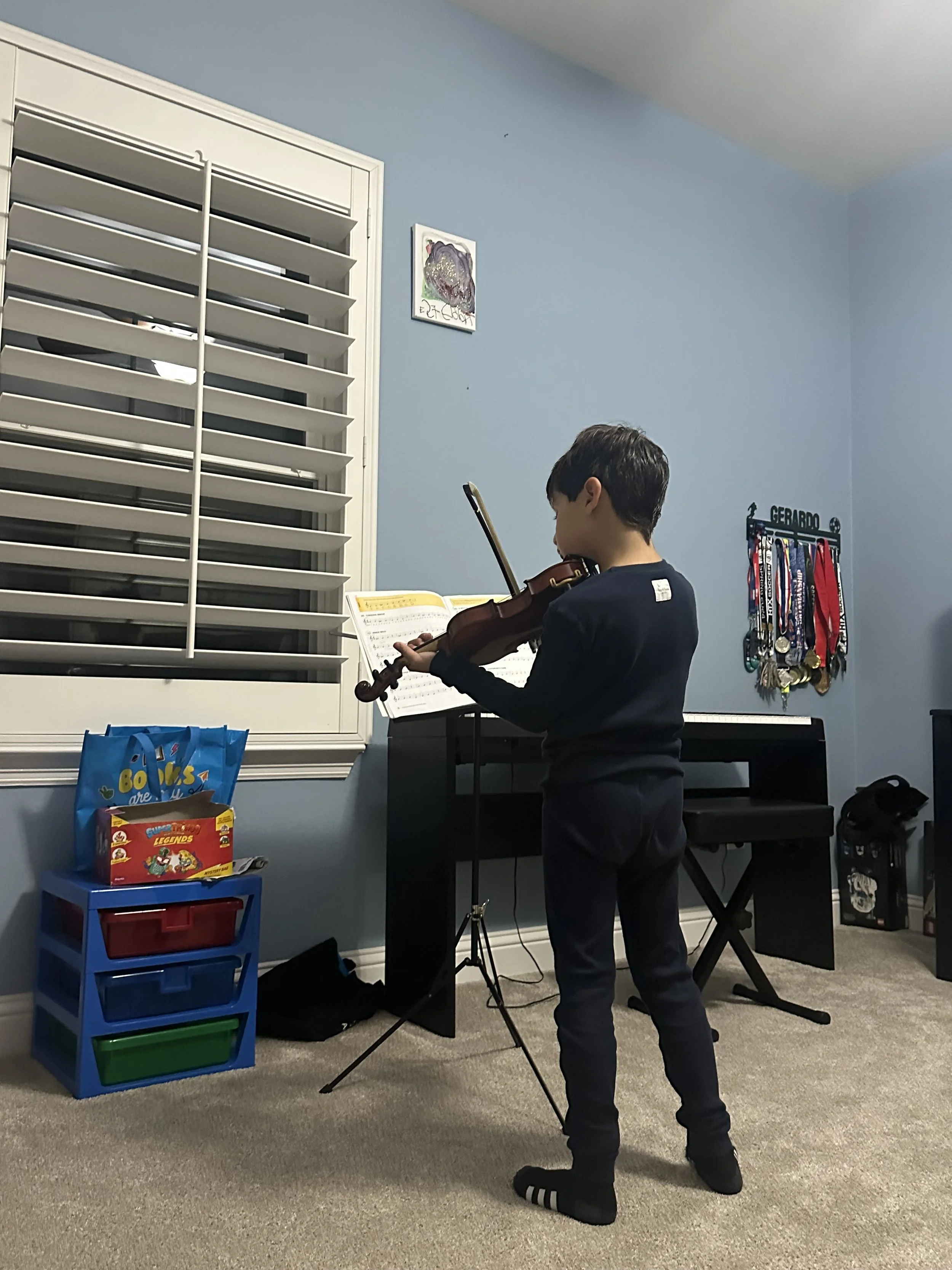 I enjoy practicing violin at home