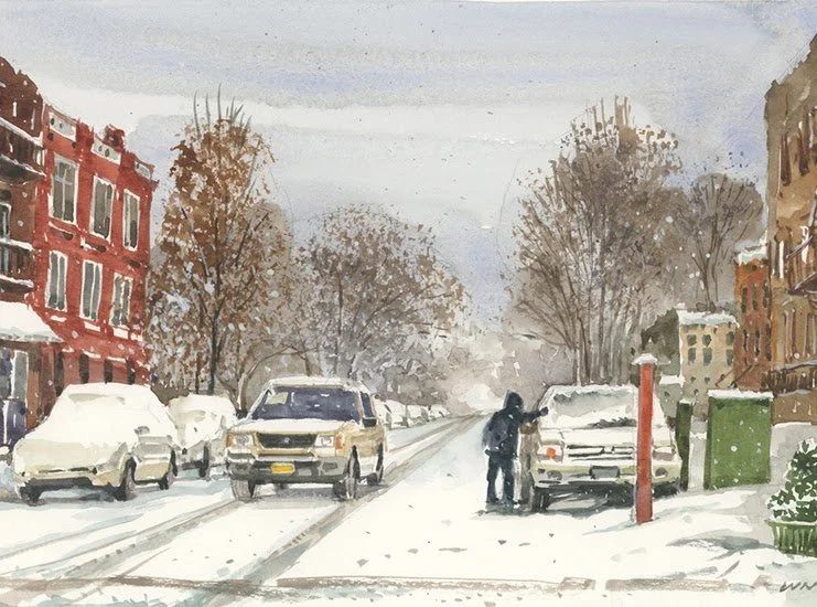 A snowy day in Brooklyn