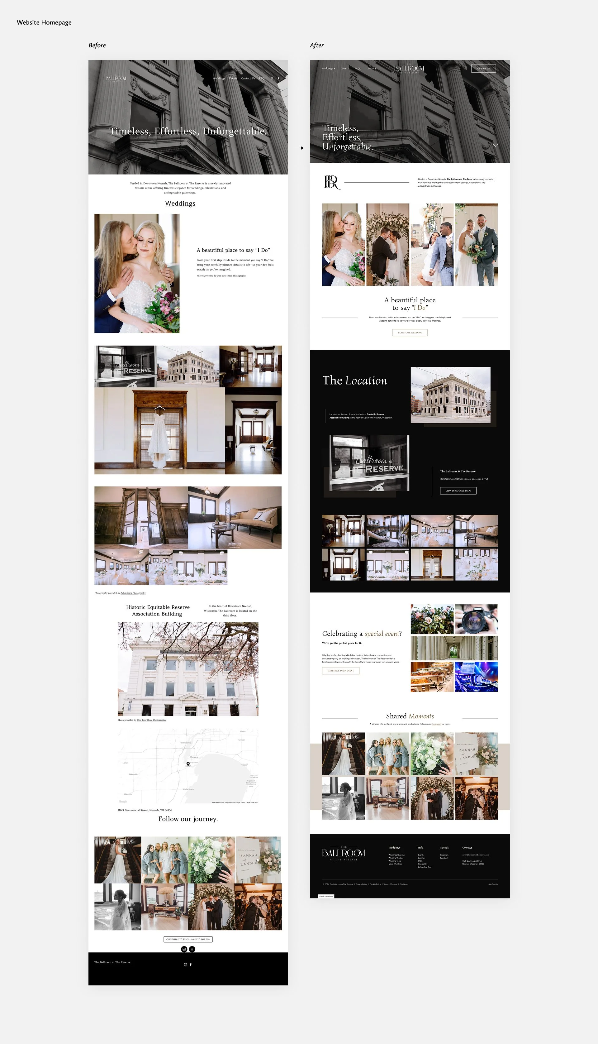 Desktop Homepage Before After The Ballroom at The Reserve