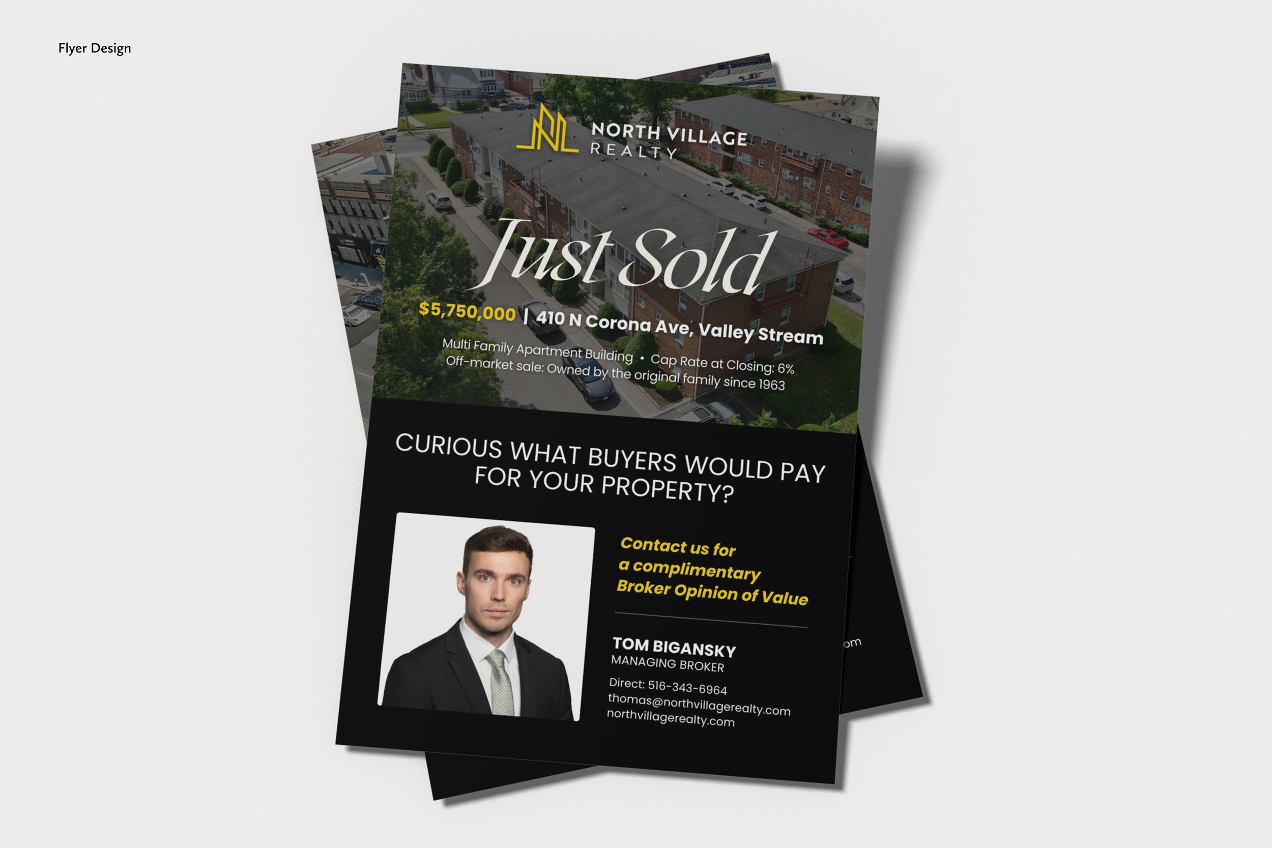 Marketing flyer design for North Village Realty
