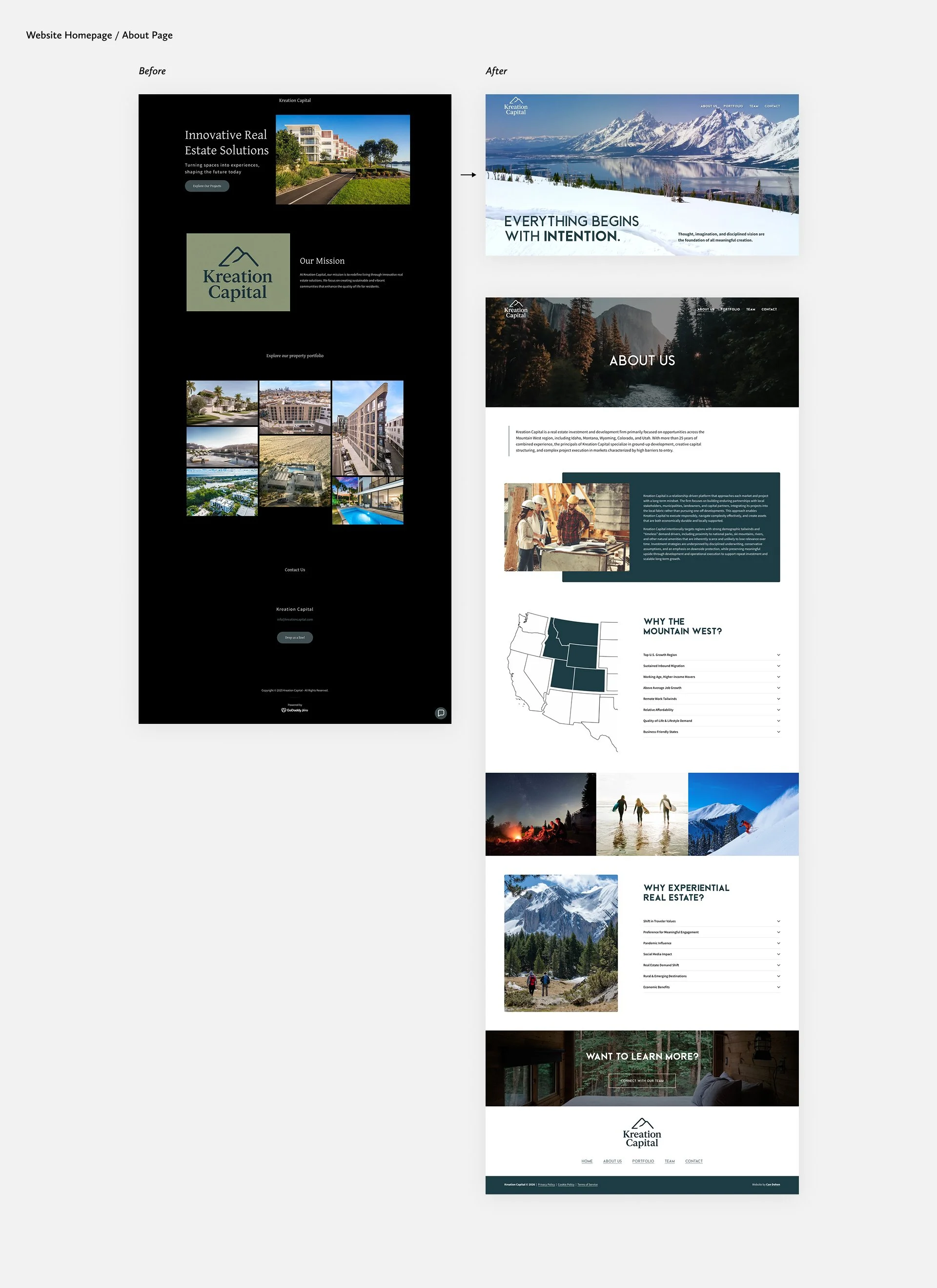 Desktop Homepage Before After Kreation Capital