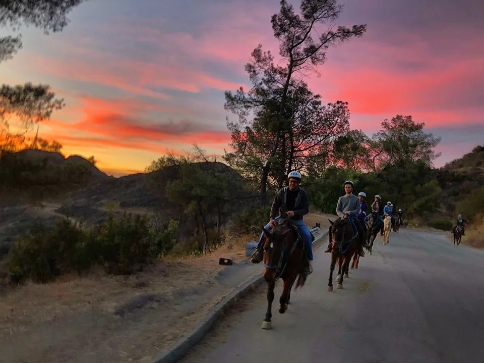Experience the magic of Los Angeles at sunset with Sunset Ranch's Hollywood evening horseback riding tours.