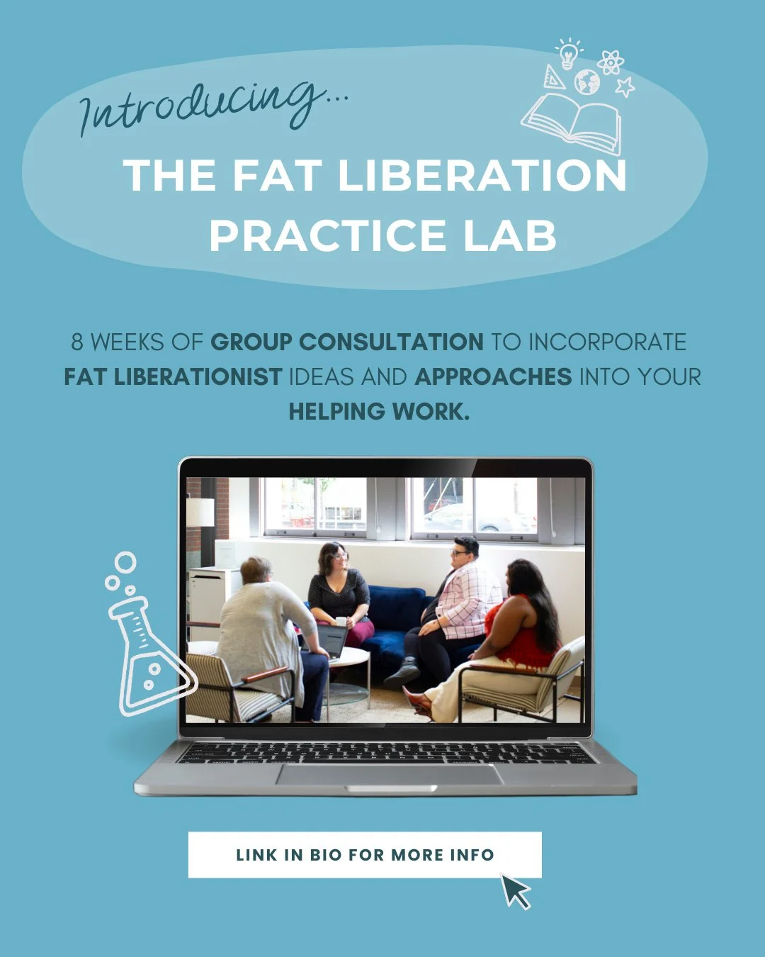 Alli P and I are so excited to welcome you to the Fat Lib Lab!

🧪 Join us for 8 weeks of practice in a closed group of interdisciplinary practitioners (body workers, join us!) to explore where you're stuck in your practice and how to turn all that i