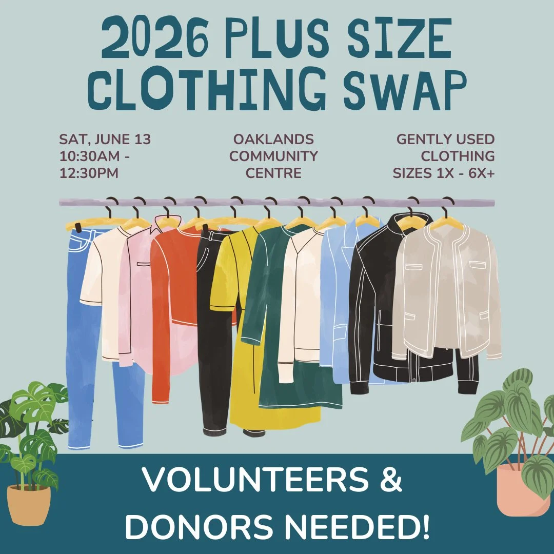 Mark your calendars again folks!

Our Plus Size Clothing Swap is returning to @oaklandsca this June! Last year went so smoothly thanks to the wonderful volunteers and the incredible donations from so many local makers 💞

We need:
👯&zwj;♀️ 5-7 Volun