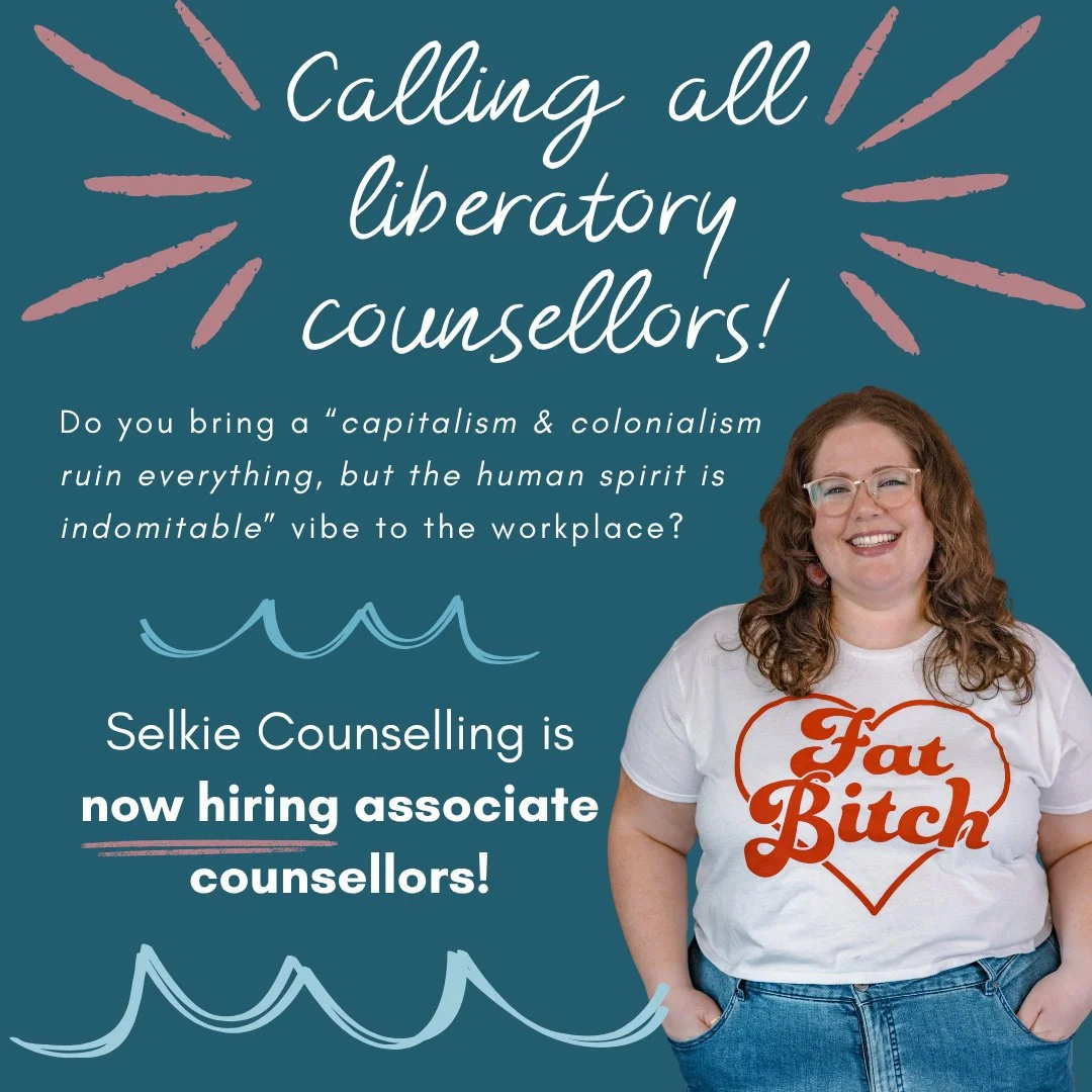 Come on in, the water's great!

After 5 years in practice I'm so excited to be taking this step at Selkie. Some of you may know that throughout my counselling degree, I was also working as a volunteer coordinator and trainer for our local sexual assa