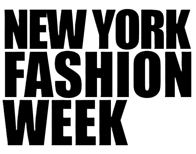 Text graphic reading 'New York Fashion Week' in bold, black letters.