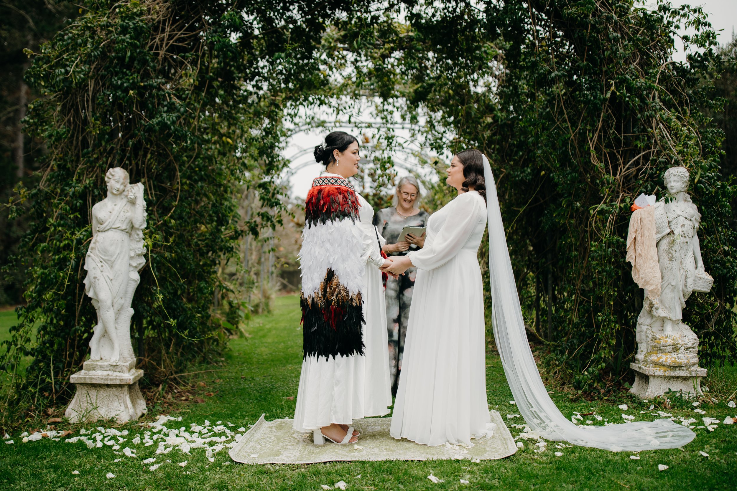 “Bride and groom during a beautiful outdoor wedding ceremony