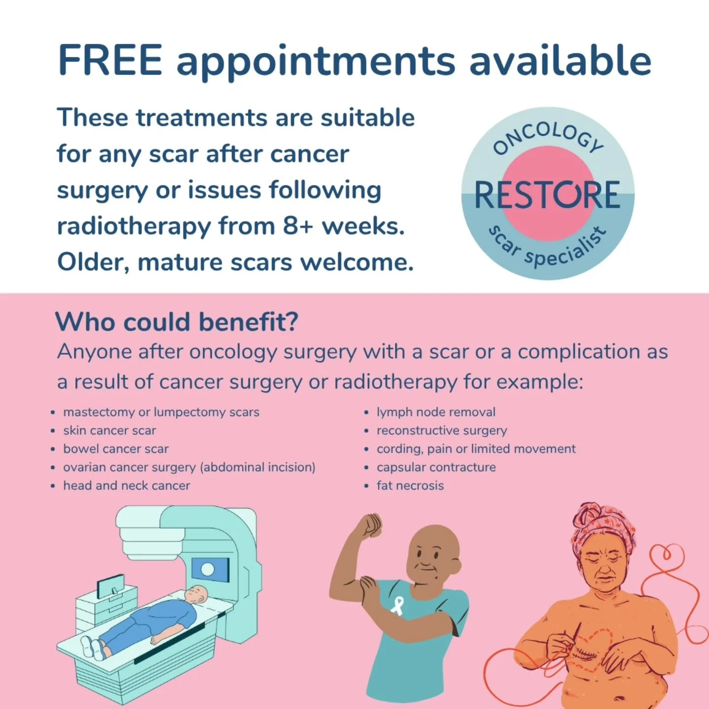 I'm completing a scar restore oncology course to compliment my PINC certification. 
If you are anyone you would be willing to be a case study for my certification and receive 2 free treatments I would really appreciate it. 

Your privacy will be main