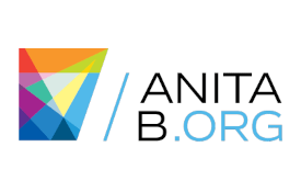 AnitaB.org logo with colorful geometric design and text